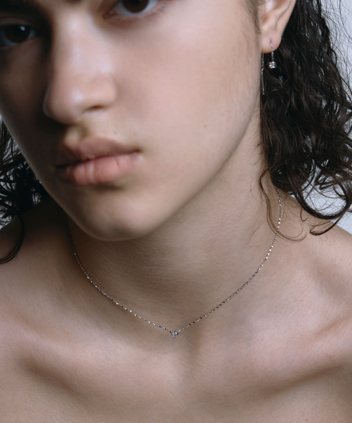 シルバー 金属アレルギー対応 サージカルステンレス ソロジルコニアチェーンネックレス オケージョン