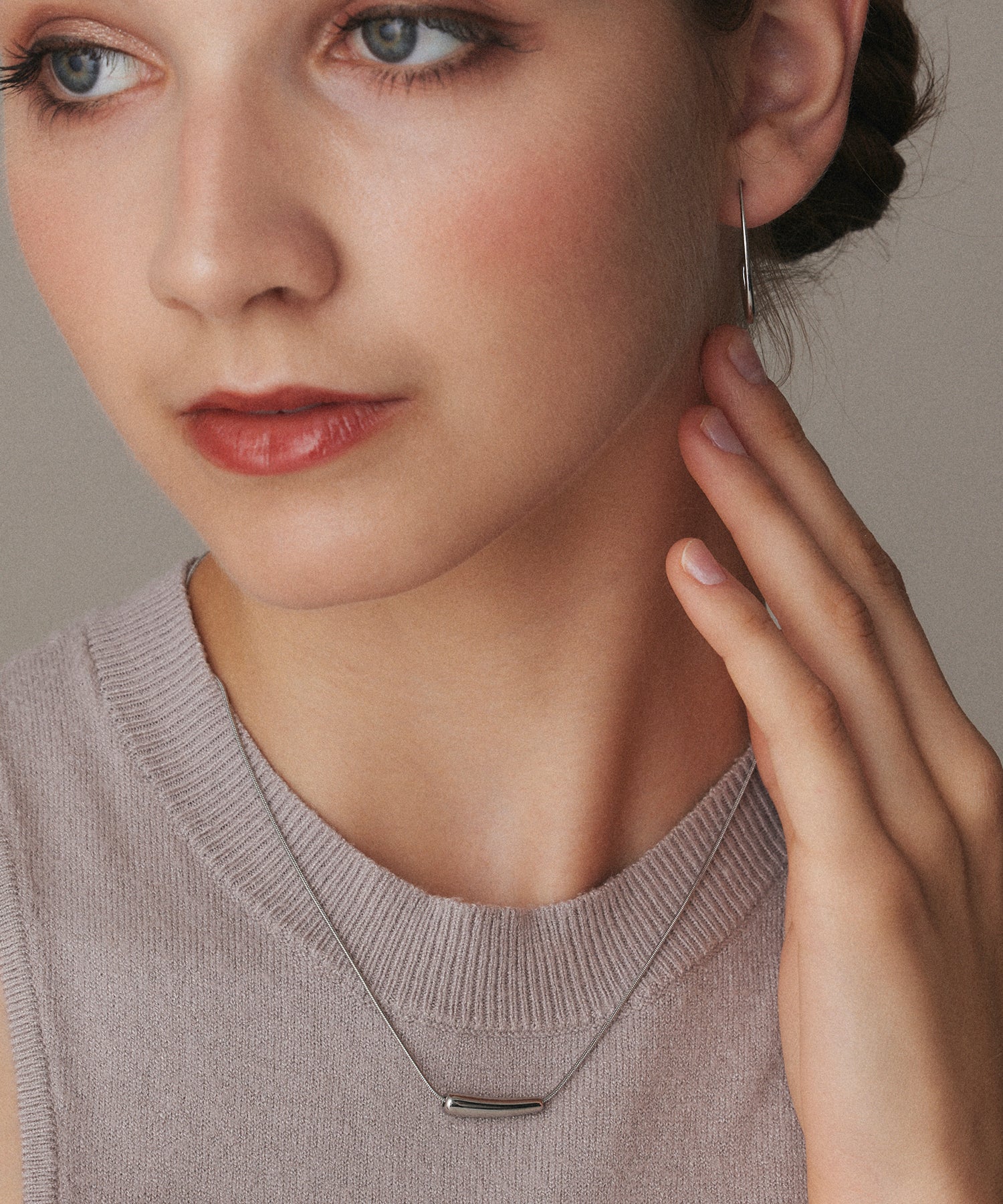 シルバー スティックトップネックレス 金属アレルギー対応 サージカルステンレス