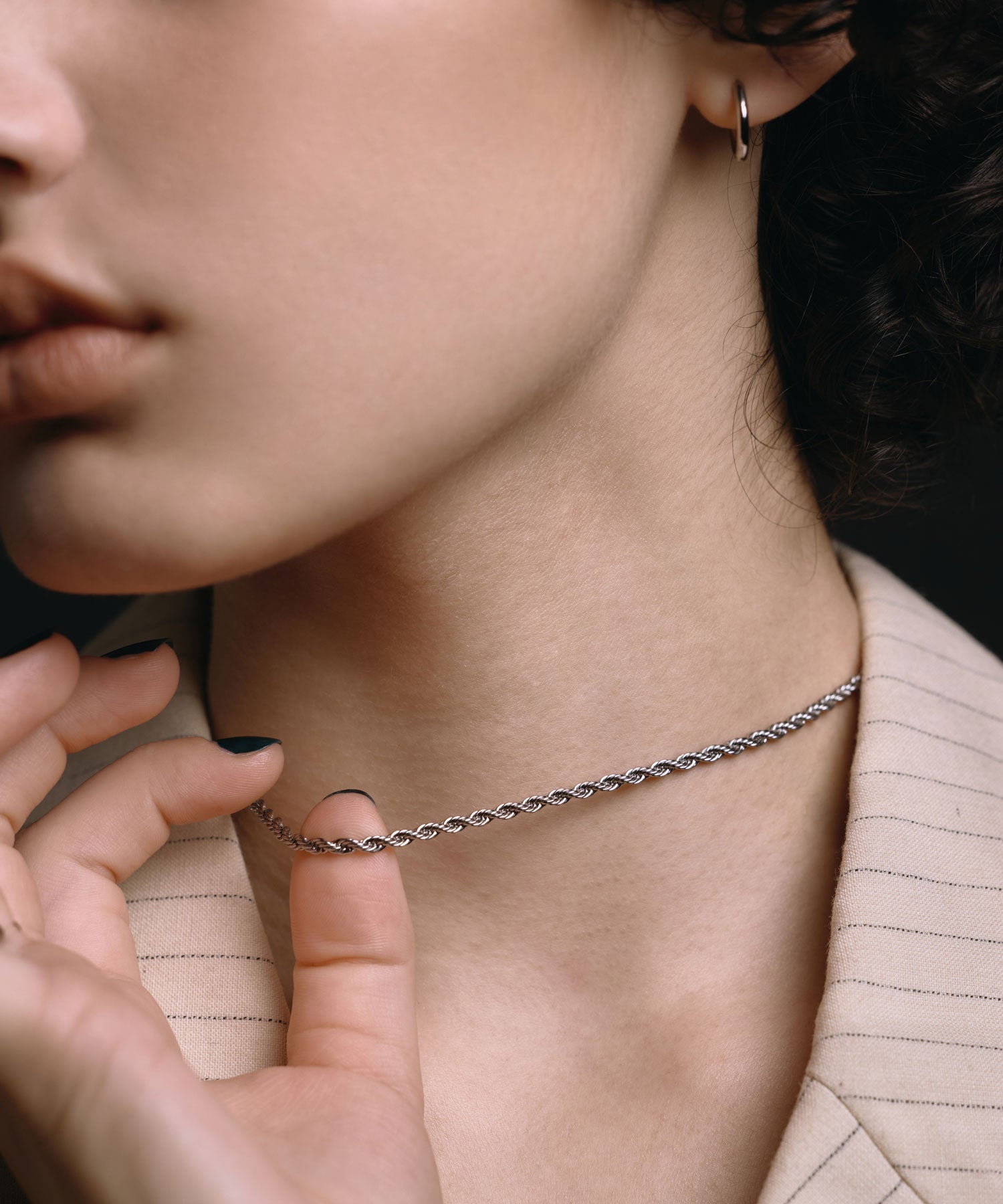 シルバー ブレイディドネックレス 金属アレルギー対応 サージカルステンレス