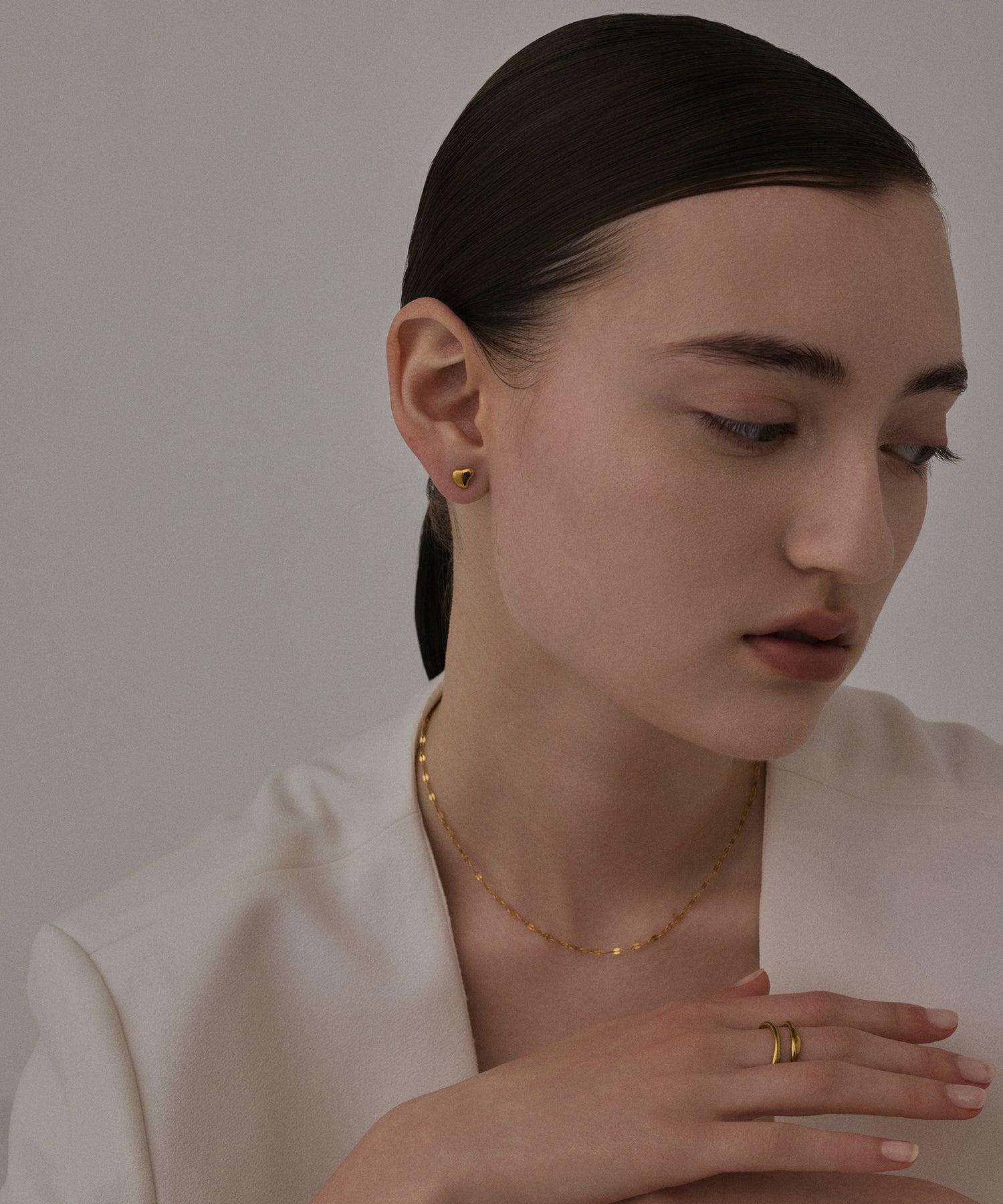 CENE ペタルチェーンネックレス ゴールド レイヤードスタイル