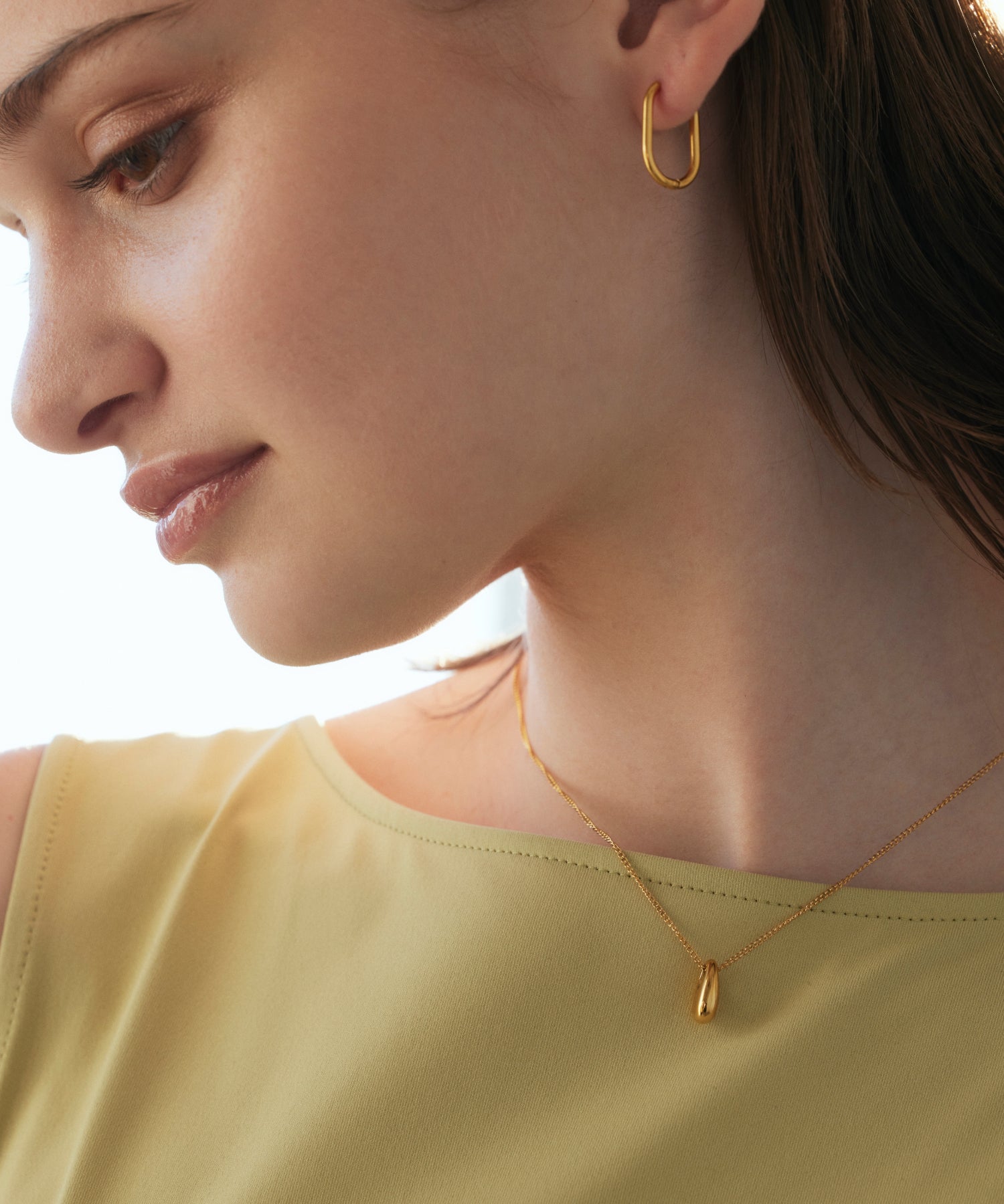 ゴールド ドロッププレートネックレス 金属アレルギー対応 サージカルステンレス