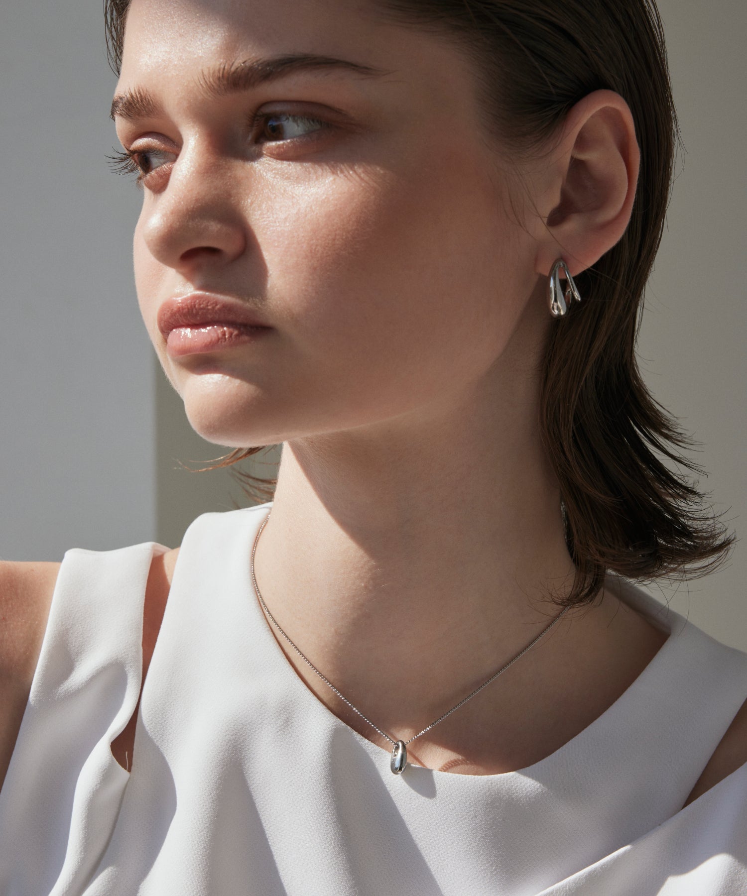 シルバー ドロッププレートネックレス 金属アレルギー対応 サージカルステンレス