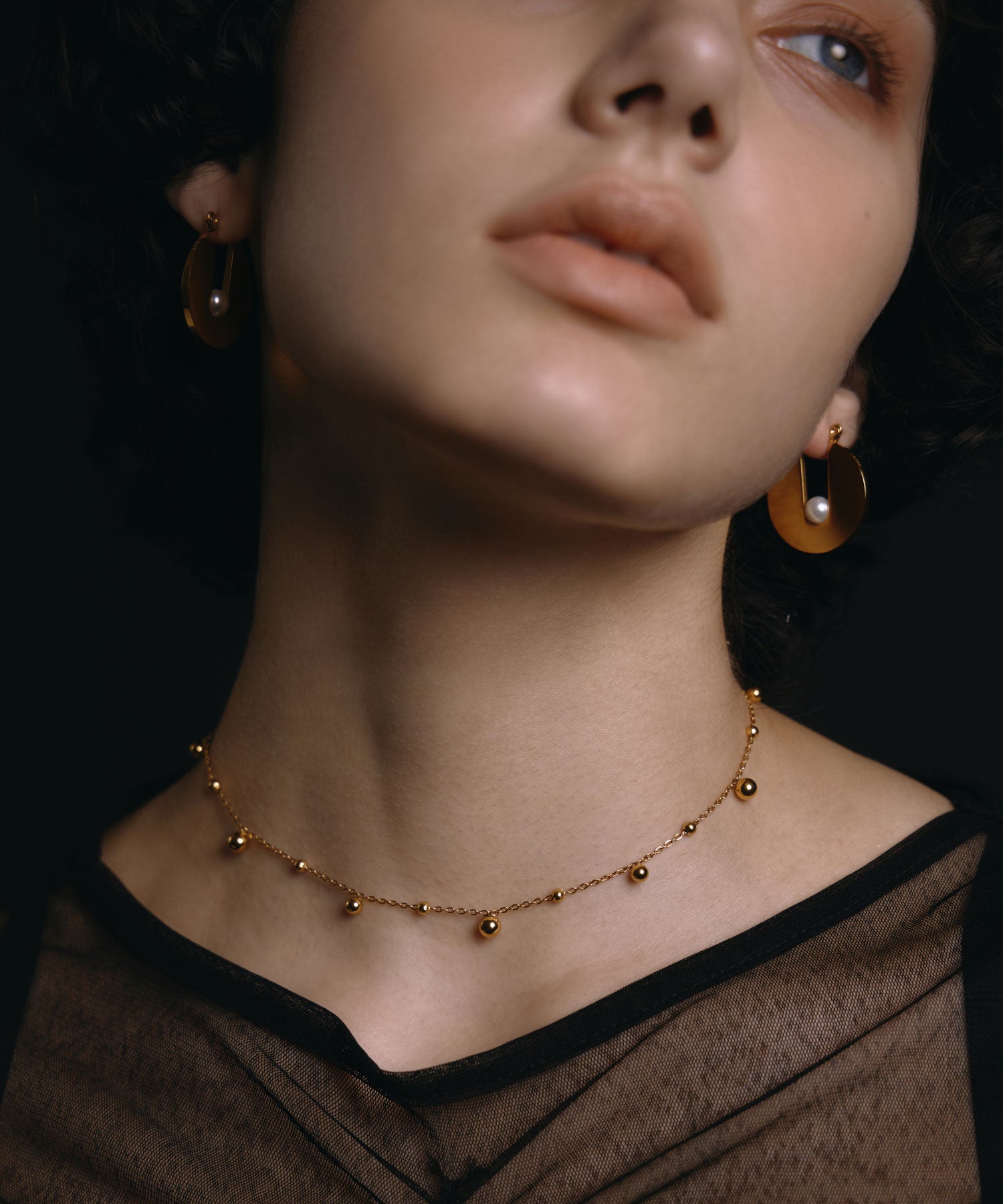 ゴールド]ミックスボールネックレス