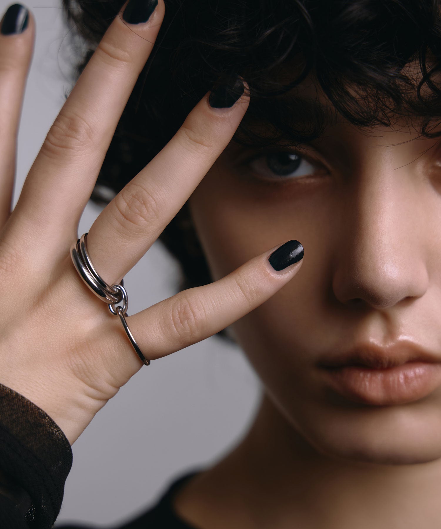 シルバー トリプルコネクトリング 金属アレルギー対応 サージカルステンレス