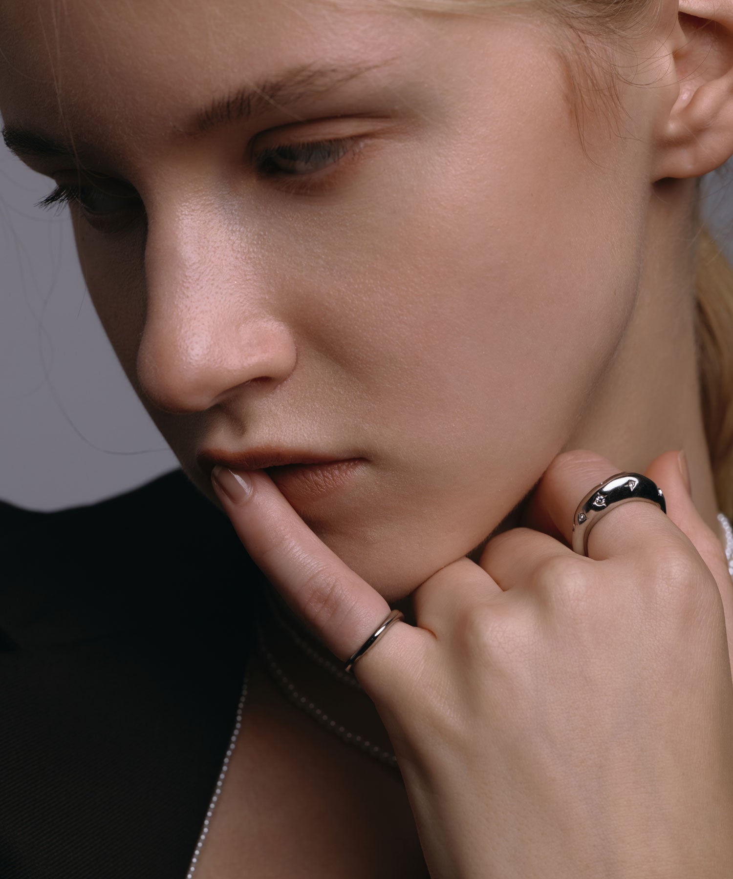 シルバー]ウェーブピンキーリング