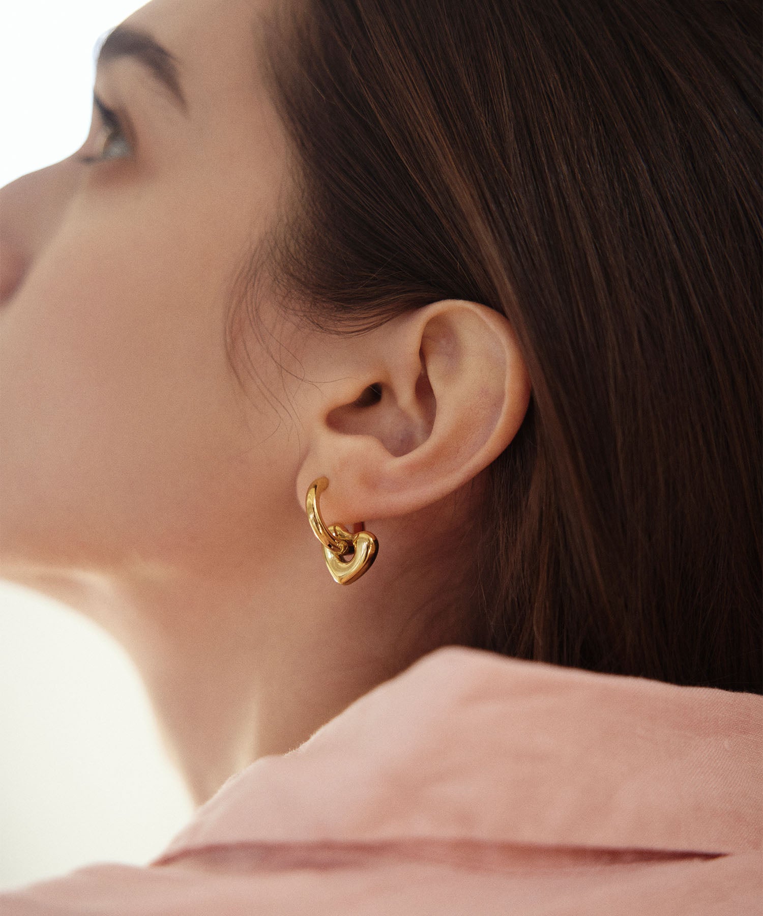 ゴールド ニュアンスハートフープピアス 金属アレルギー対応 サージカルステンレス