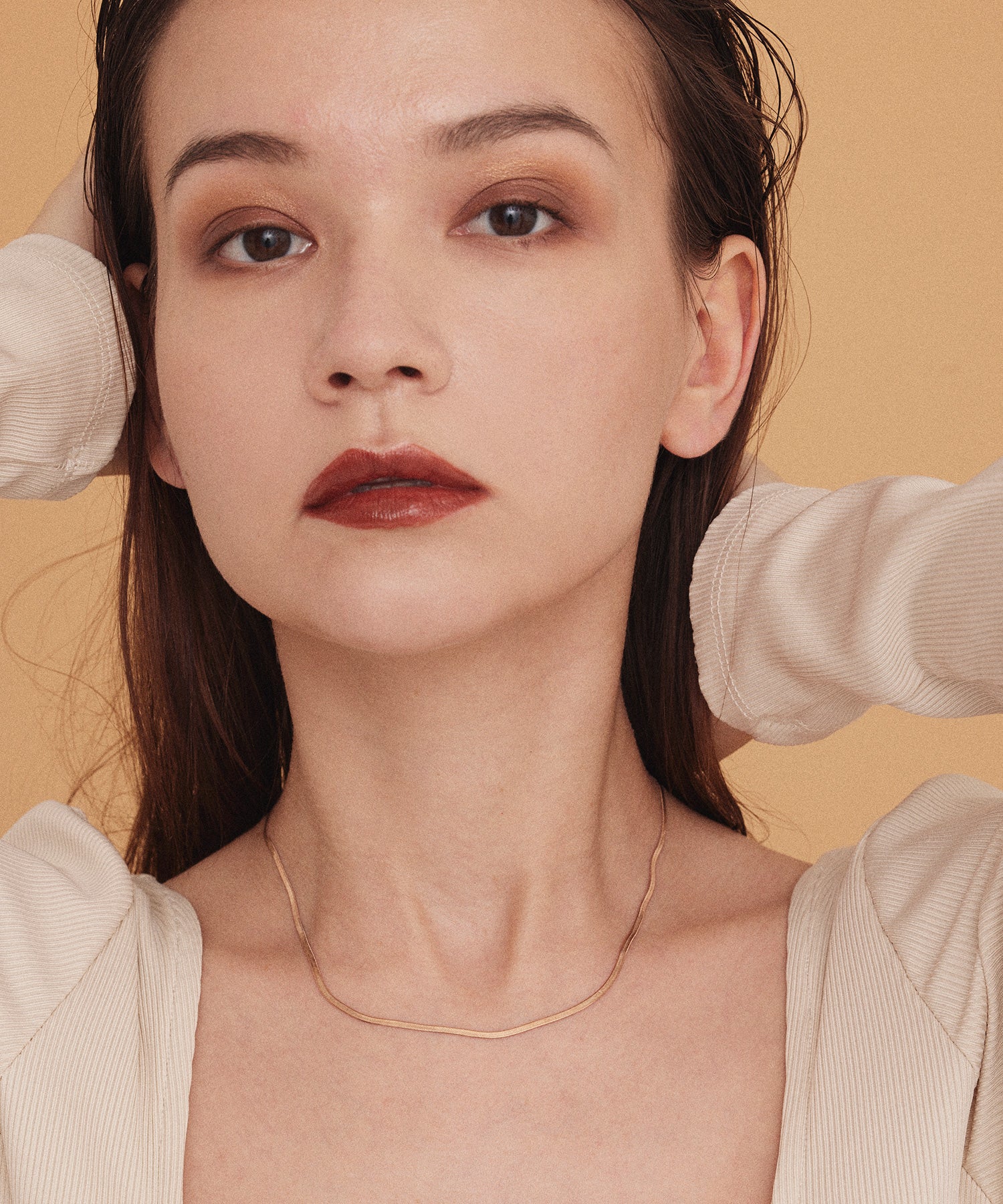 ピンクゴールド 2mmスネークチェーンネックレス 金属アレルギー対応 サージカルステンレス