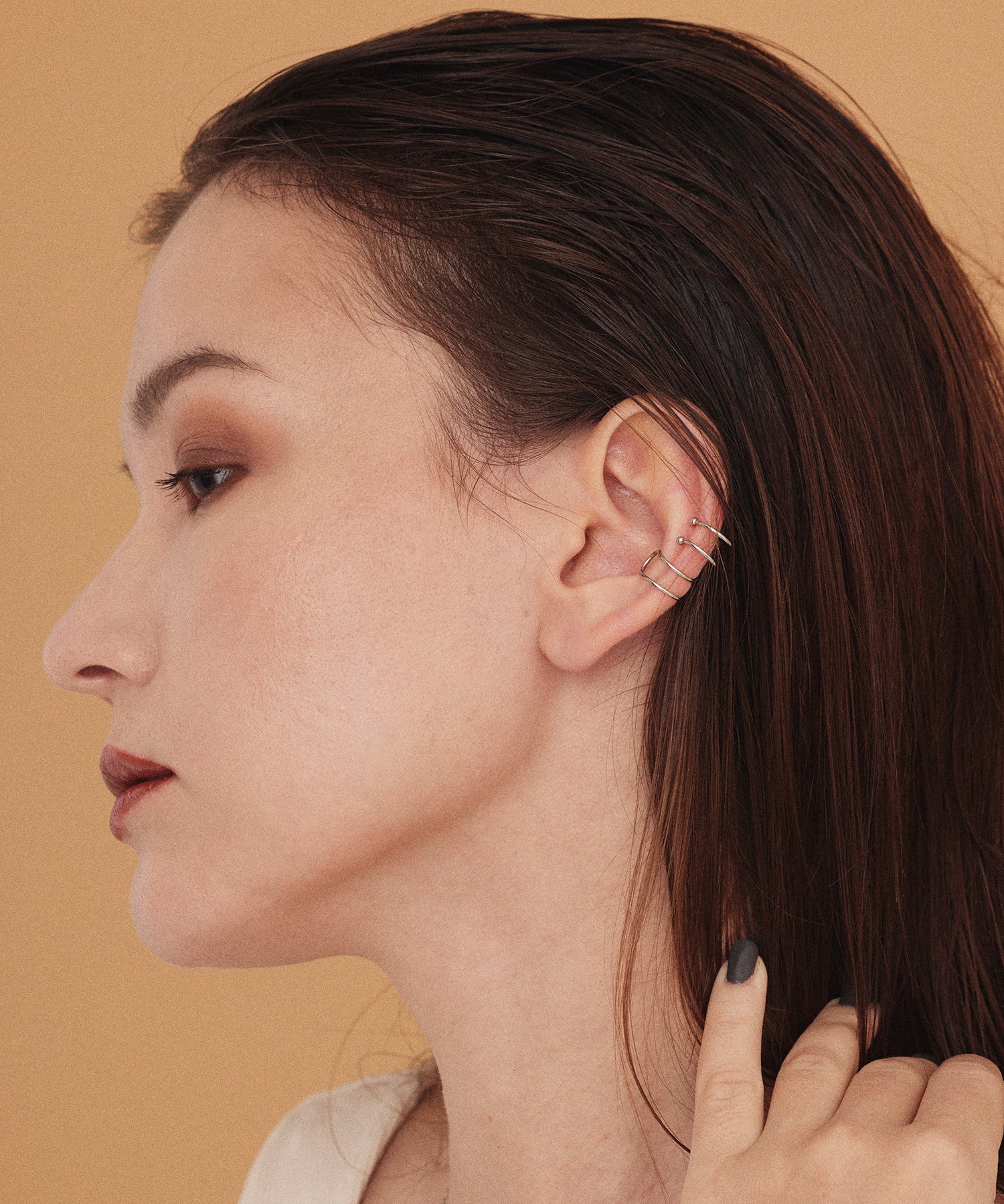 シルバー シンプルイヤーカフ 金属アレルギー対応 サージカルステンレス