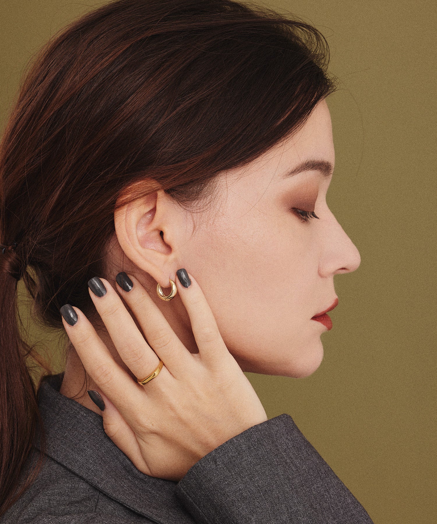 ゴールド ナロースクエアリング 金属アレルギー対応 サージカルステンレス