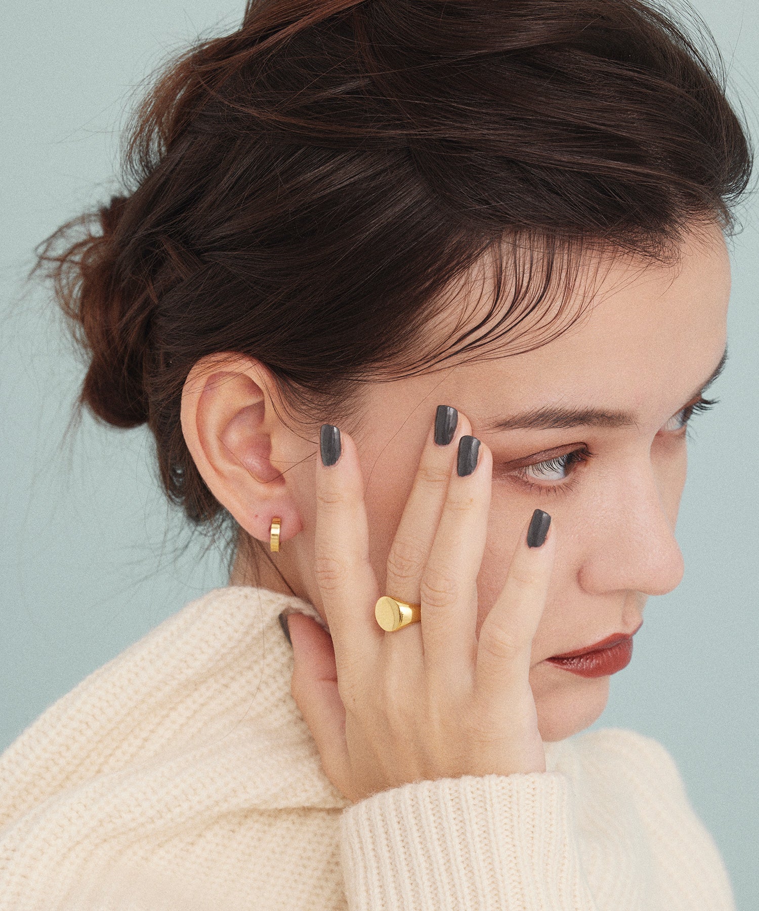 ゴールド ラウンドスクエアリング 金属アレルギー対応 サージカルステンレス