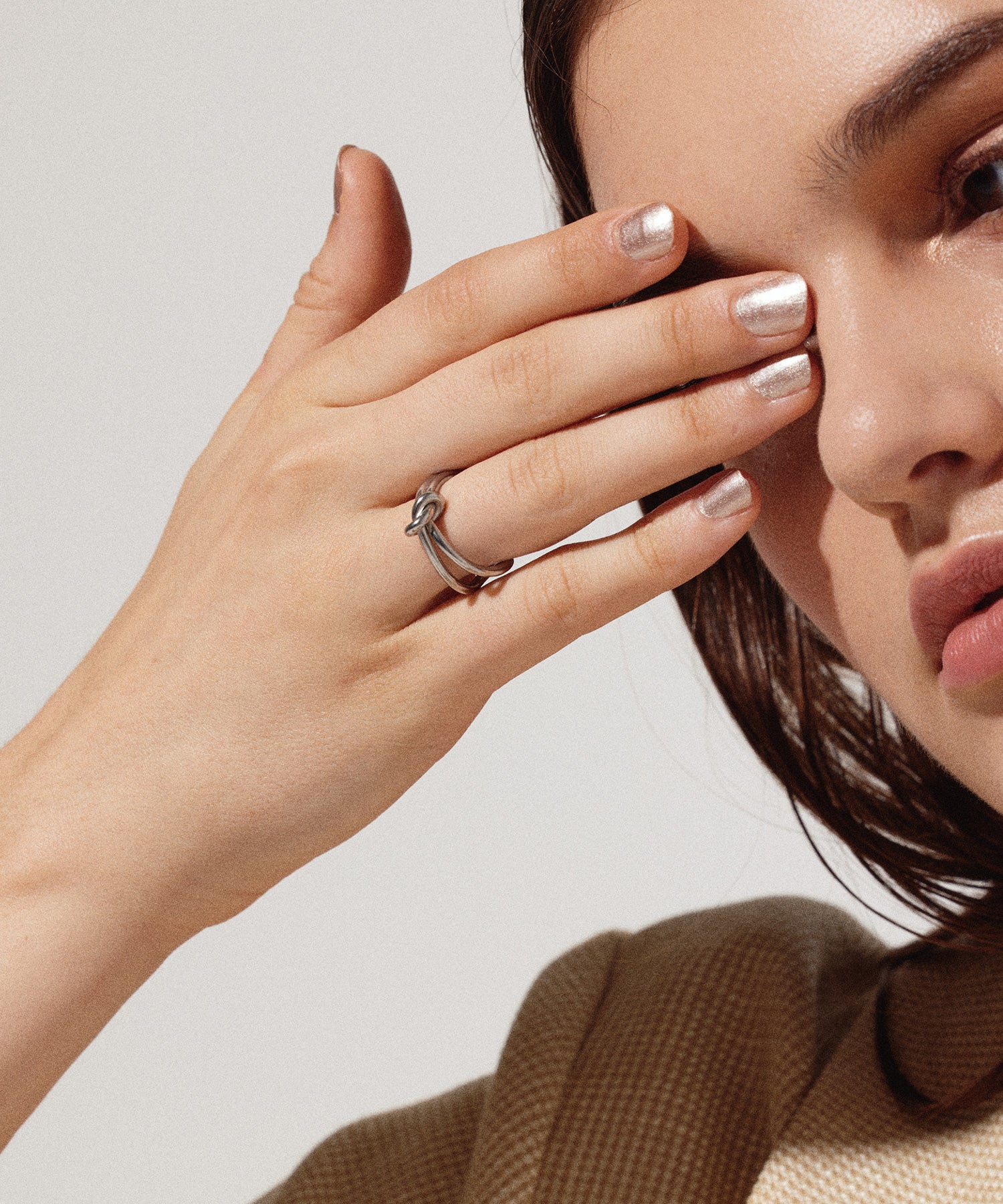 シルバー ノットスリムリング 金属アレルギー対応 サージカルステンレス