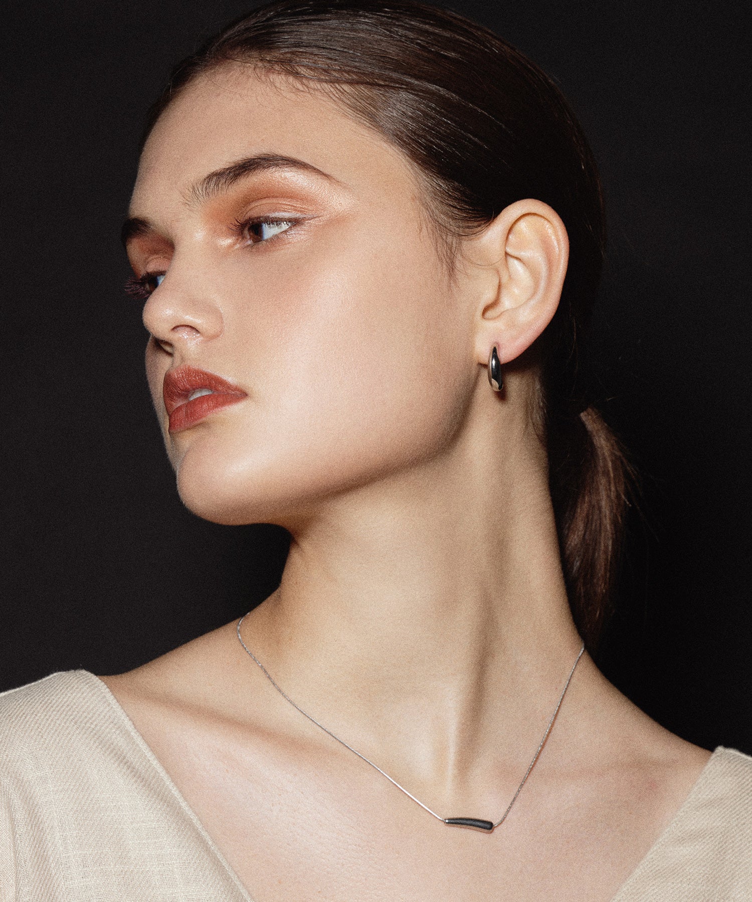 シルバー ハーフムーンピアス 金属アレルギー対応 サージカルステンレス