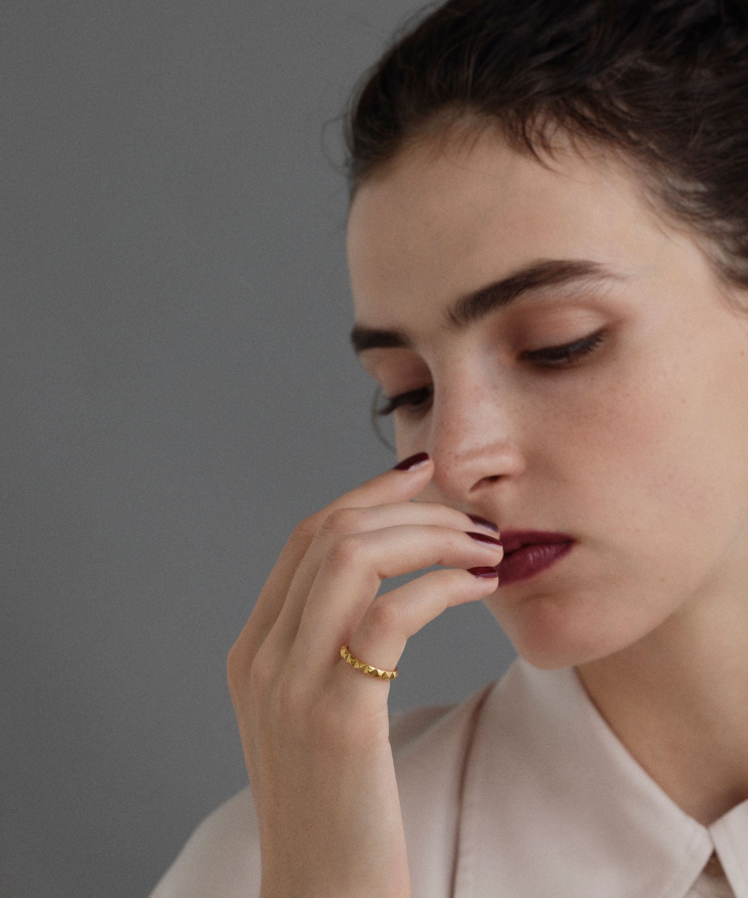 ゴールド ブロックカットリング 金属アレルギー対応 サージカルステンレス