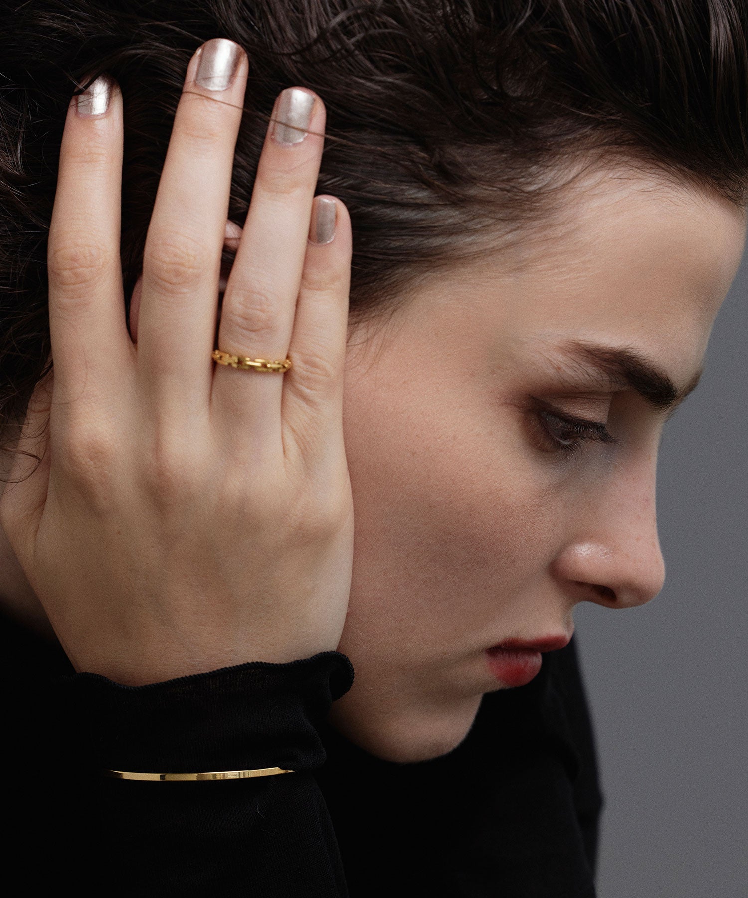 ゴールド コネクトスリムリング 金属アレルギー対応 サージカルステンレス