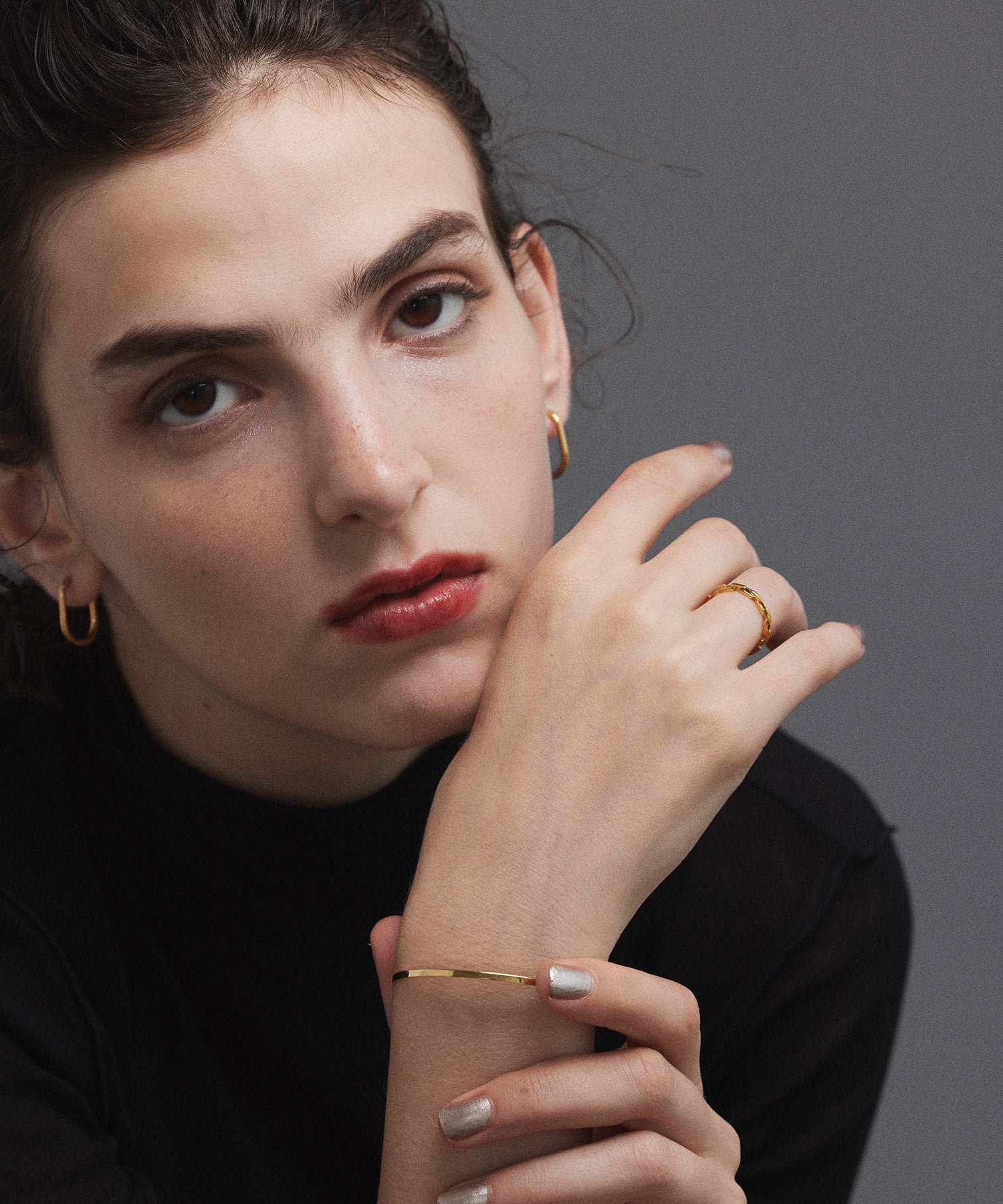 ゴールド ナローブレスレット 金属アレルギー対応 サージカルステンレス