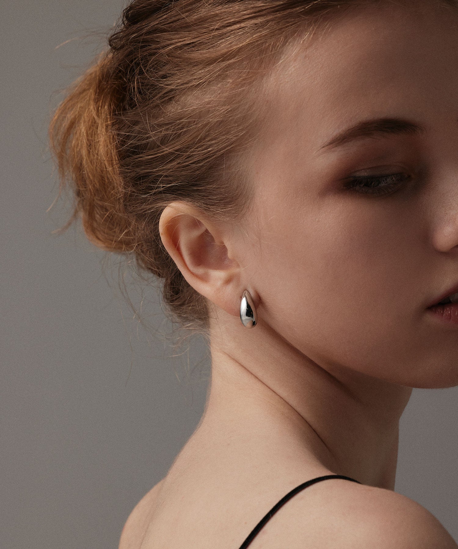 シルバー ドロップフープイヤリング 金属アレルギー対応 サージカルステンレス