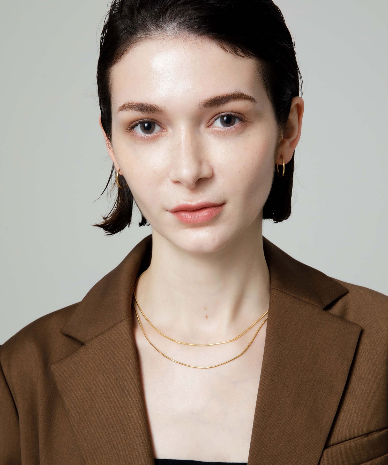 ゴールド 1mmスネークチェーンネックレス/45cm 金属アレルギー対応 サージカルステンレス