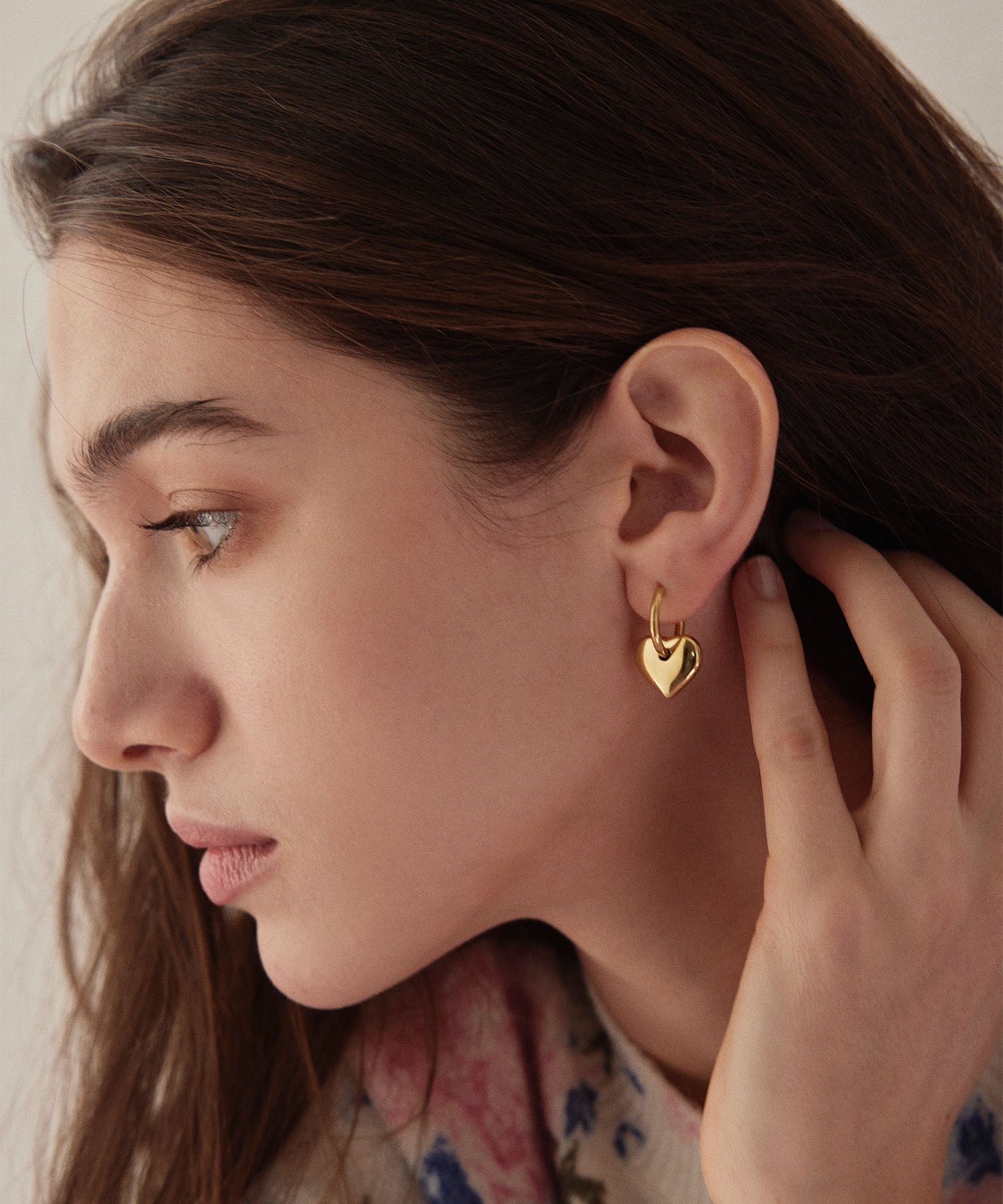 ゴールド]ハートフープピアス 