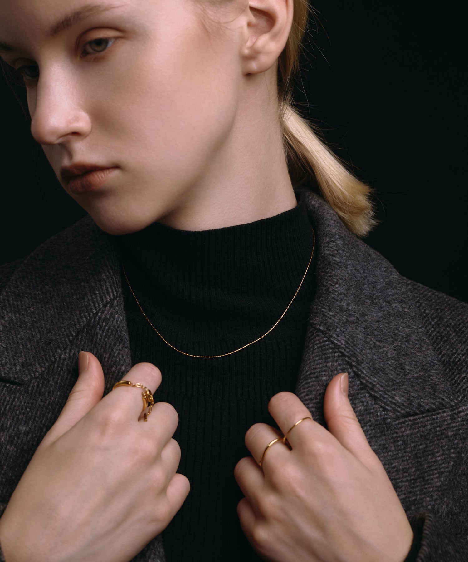 ゴールド]0.6mmチェーンネックレス/39cm