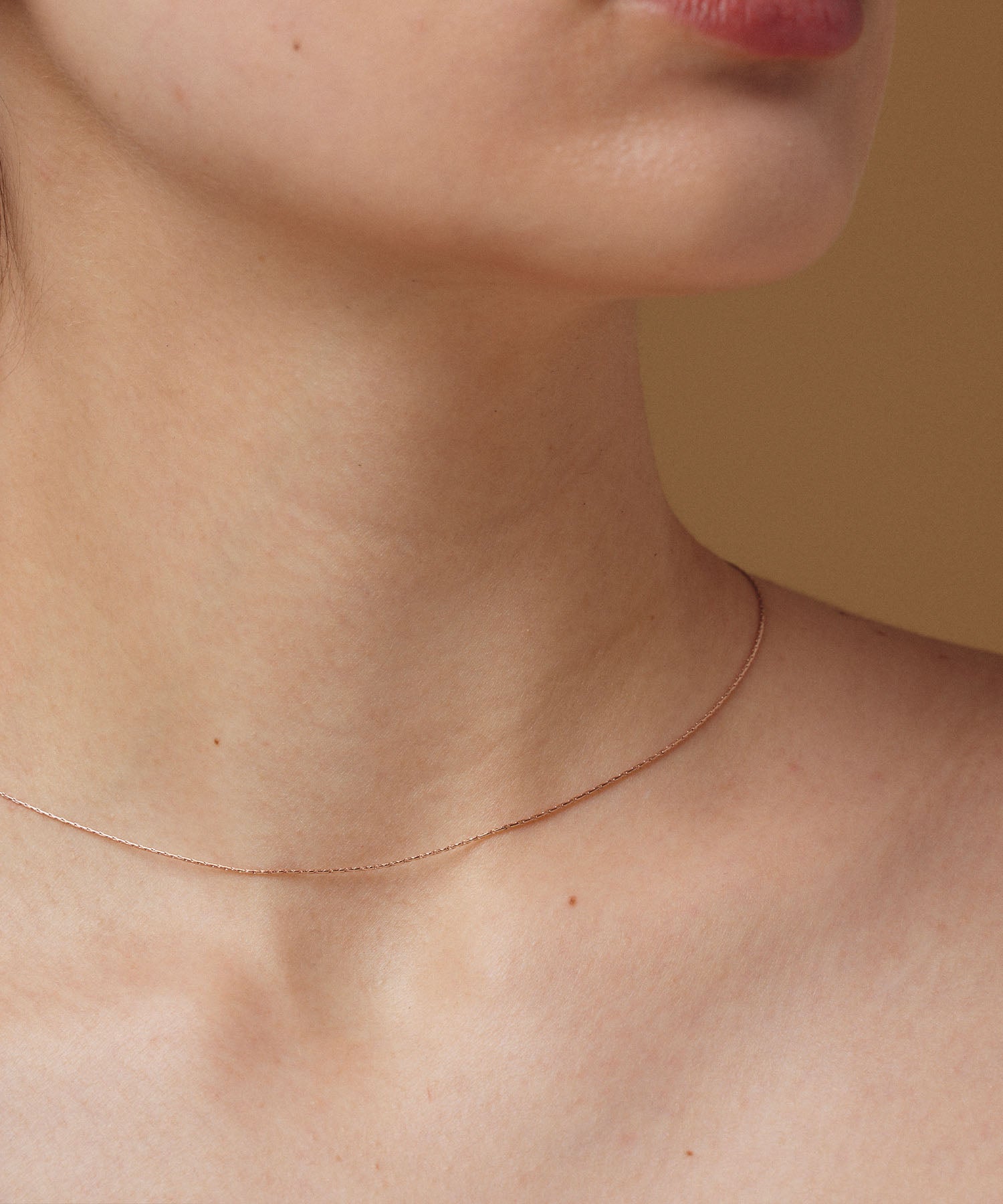 [Pink Gold] 0.6mm Chain Necklace/34cm