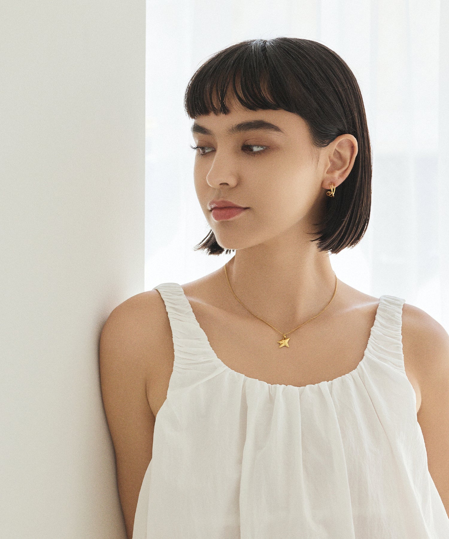 [Gold] Triple Line Hoop Earrings