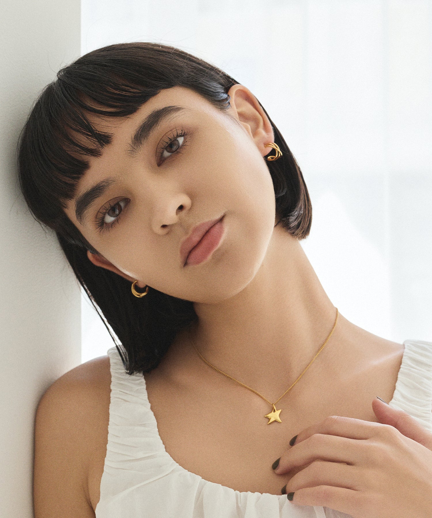 [Gold] Triple Line Hoop Earrings