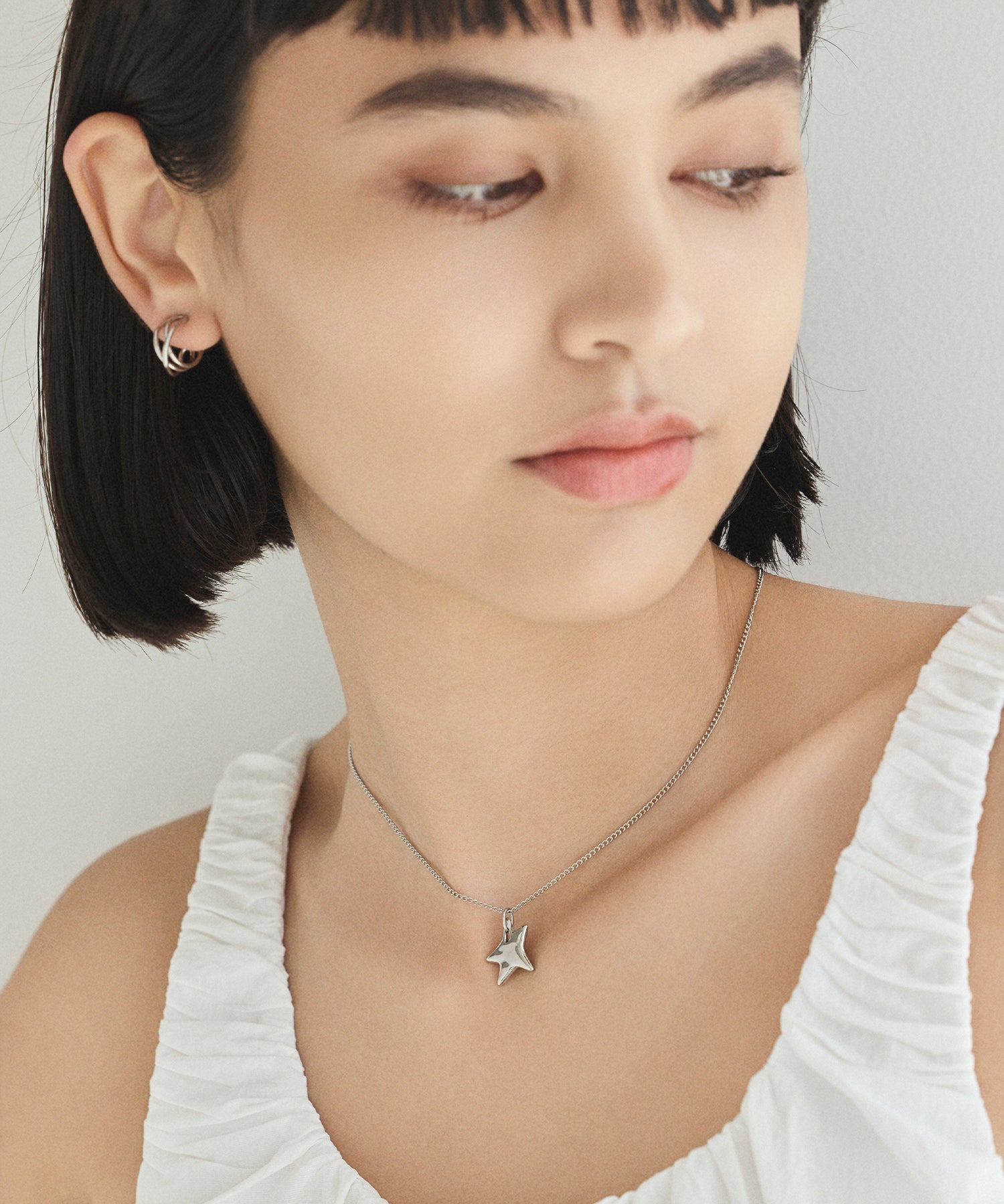 シルバー]トリプルラインフープピアス