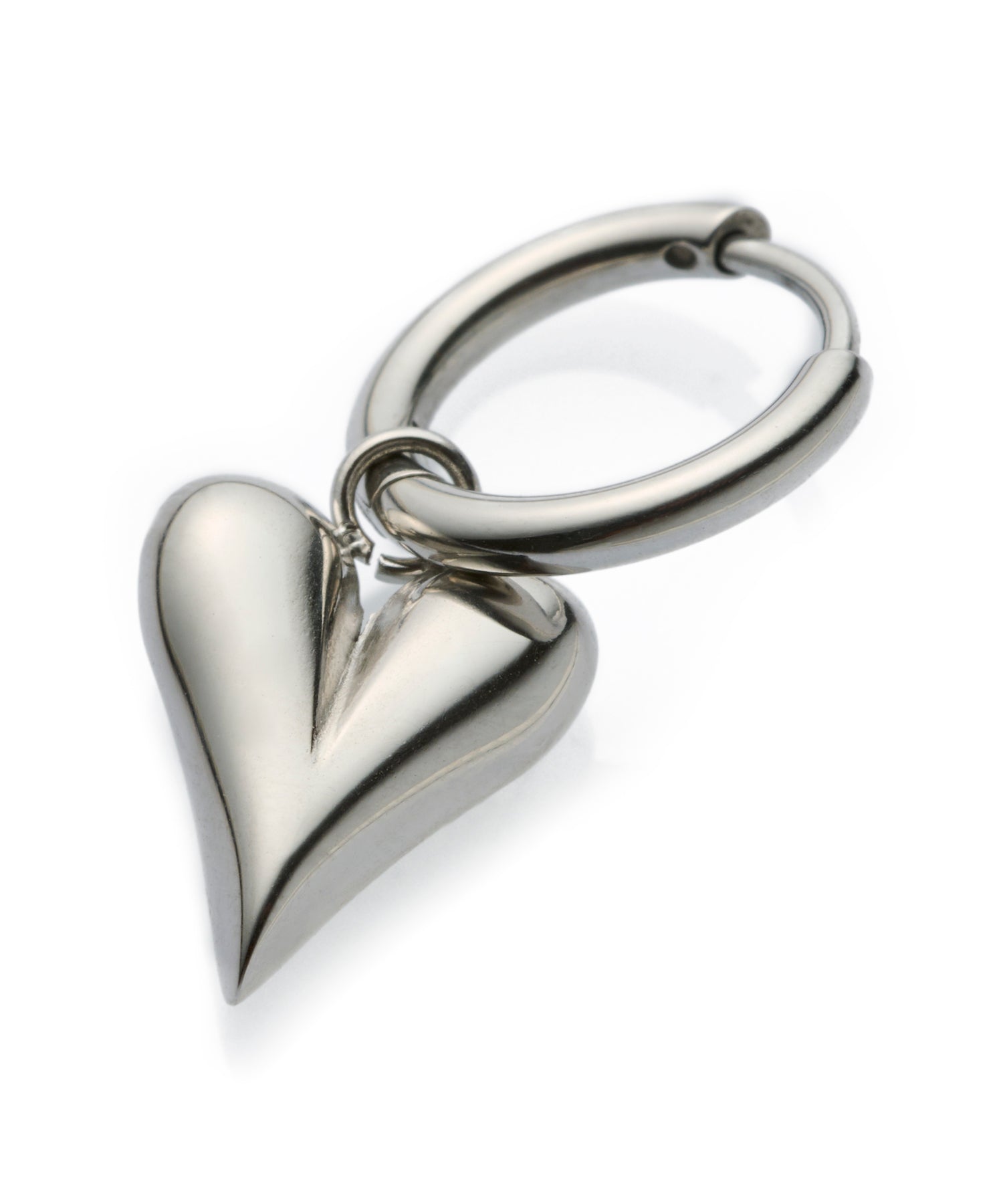 [Silver] Line Heart Hoop Earrings