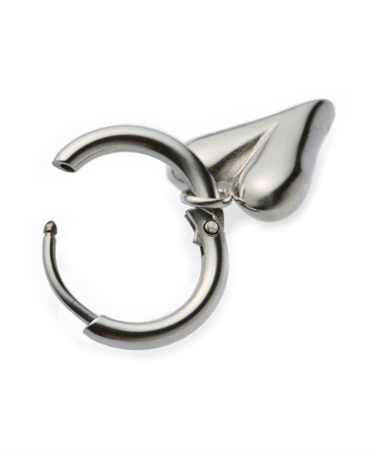 [Silver] Line Heart Hoop Earrings