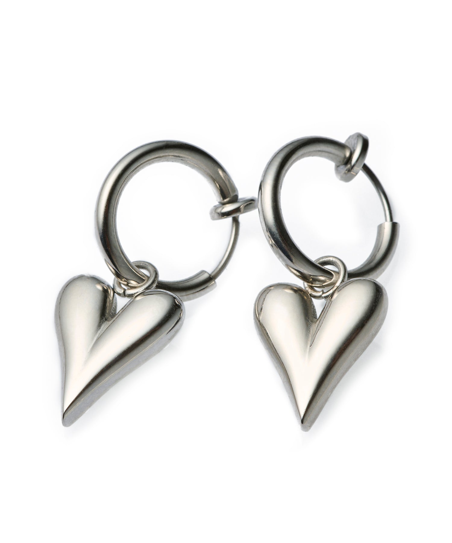 [Silver] Line Heart Hoop Earring