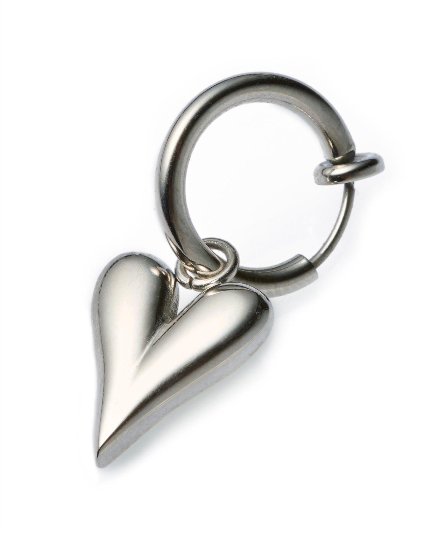 [Silver] Line Heart Hoop Earring