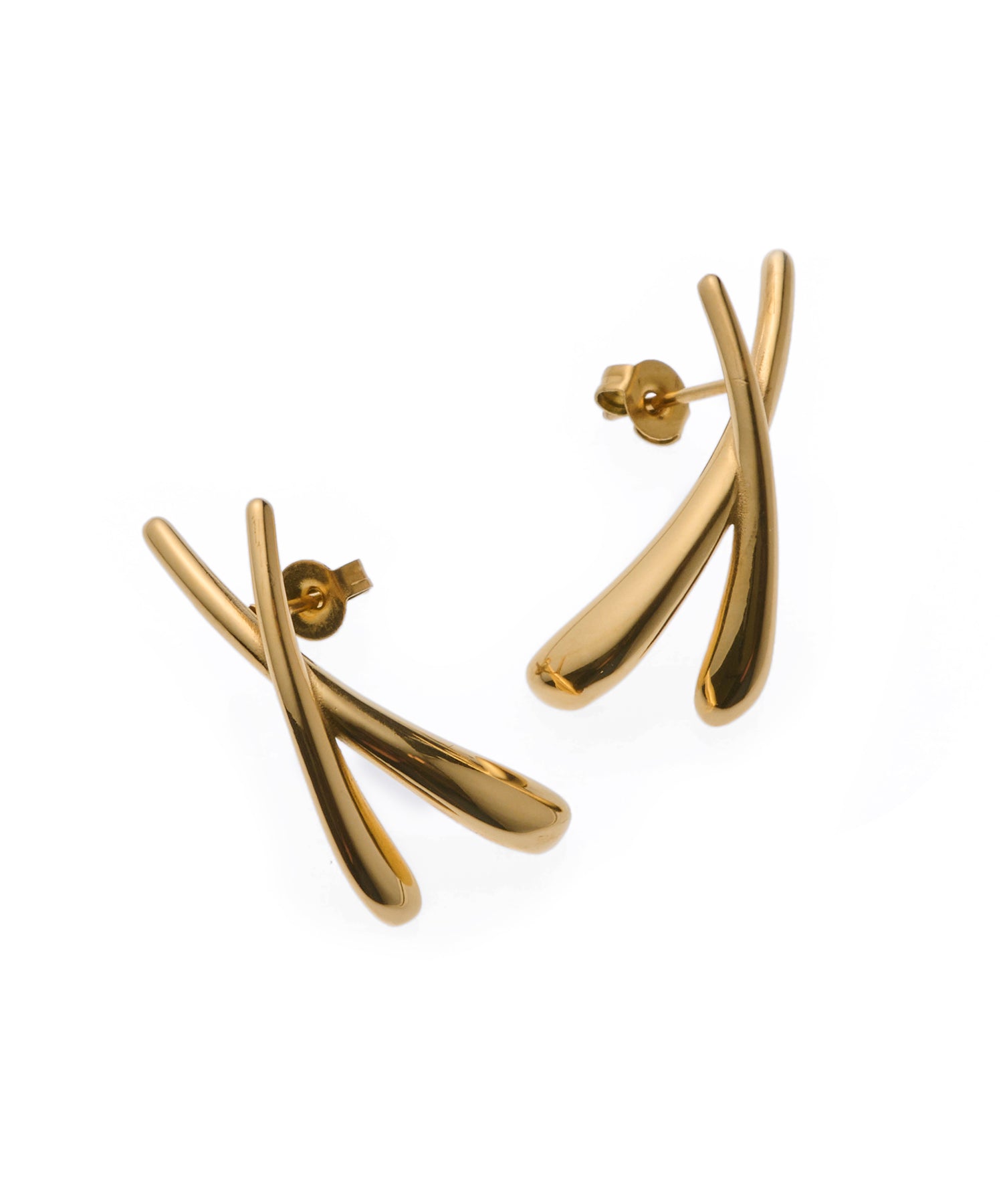 [Gold] Asymmetrical Cross Earrings