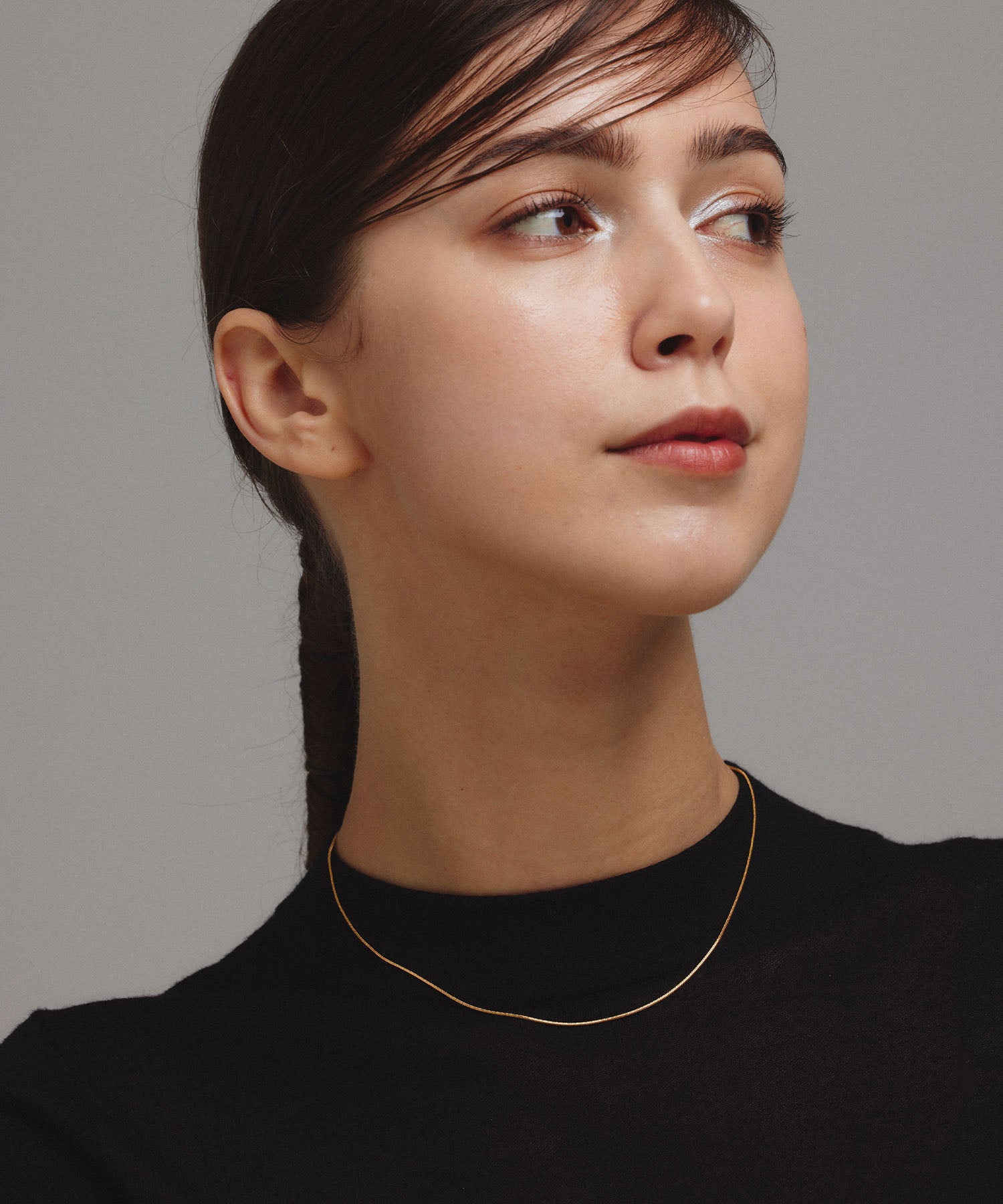 [Gold] 0.8mm Snake Chain Necklace/39cm