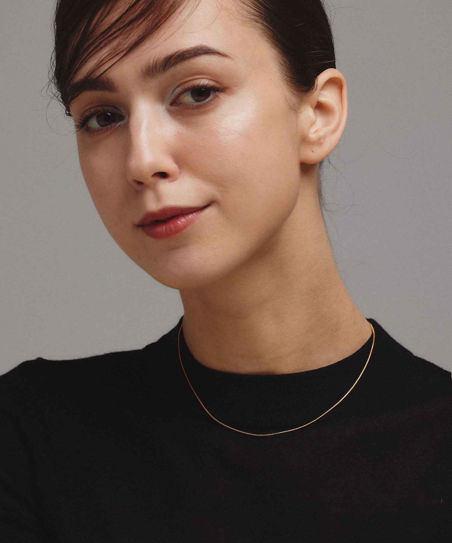 [Gold] 0.8mm Snake Chain Necklace/39cm
