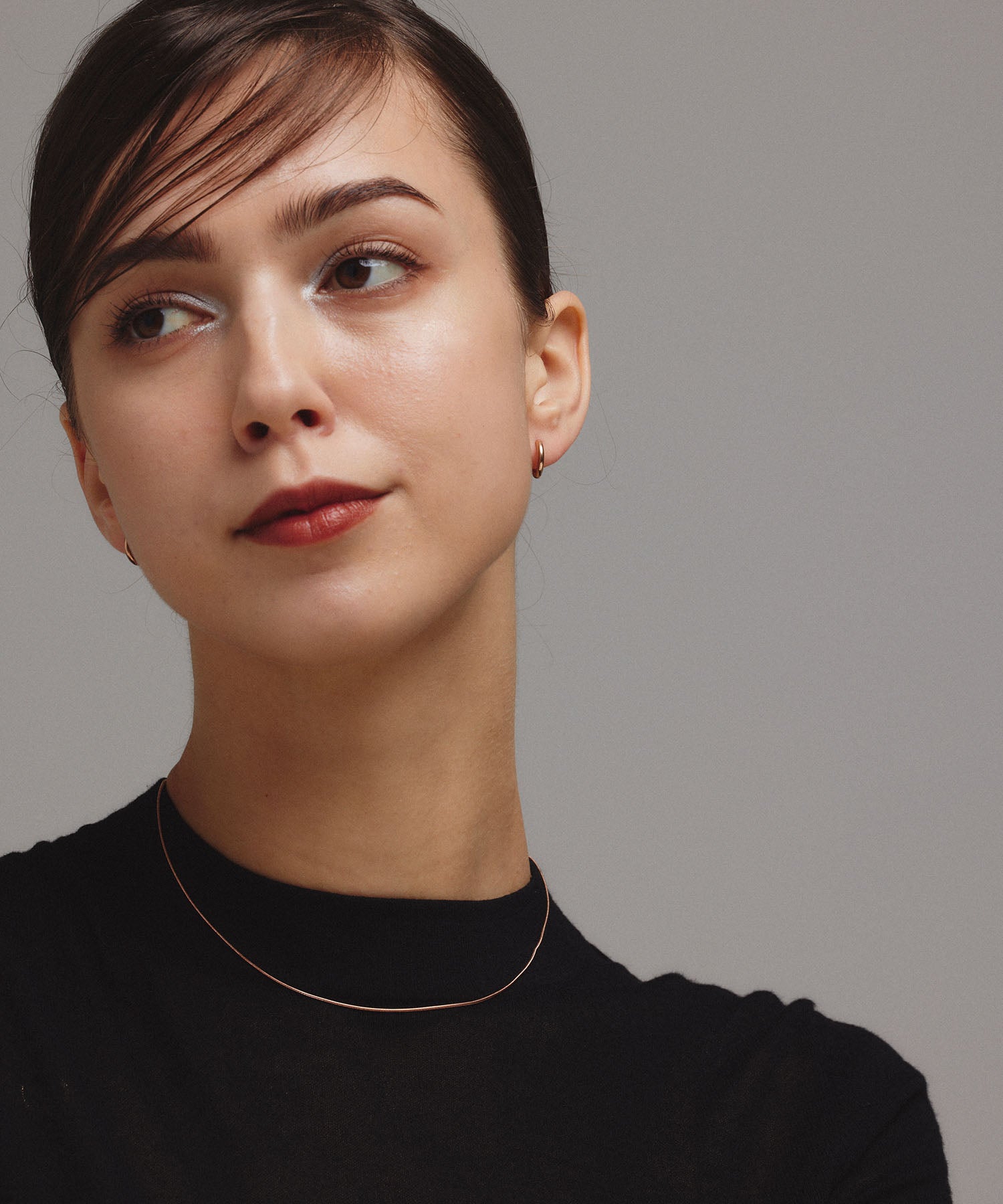 ピンクゴールド]ワンタッチループピアス12mm