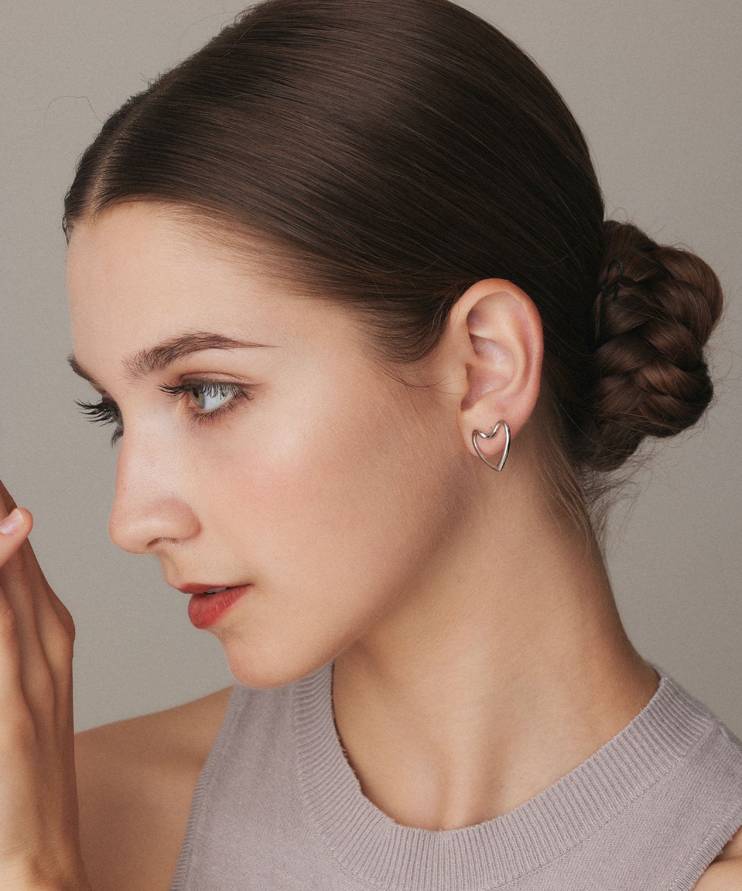 シルバー]オープンハートピアス