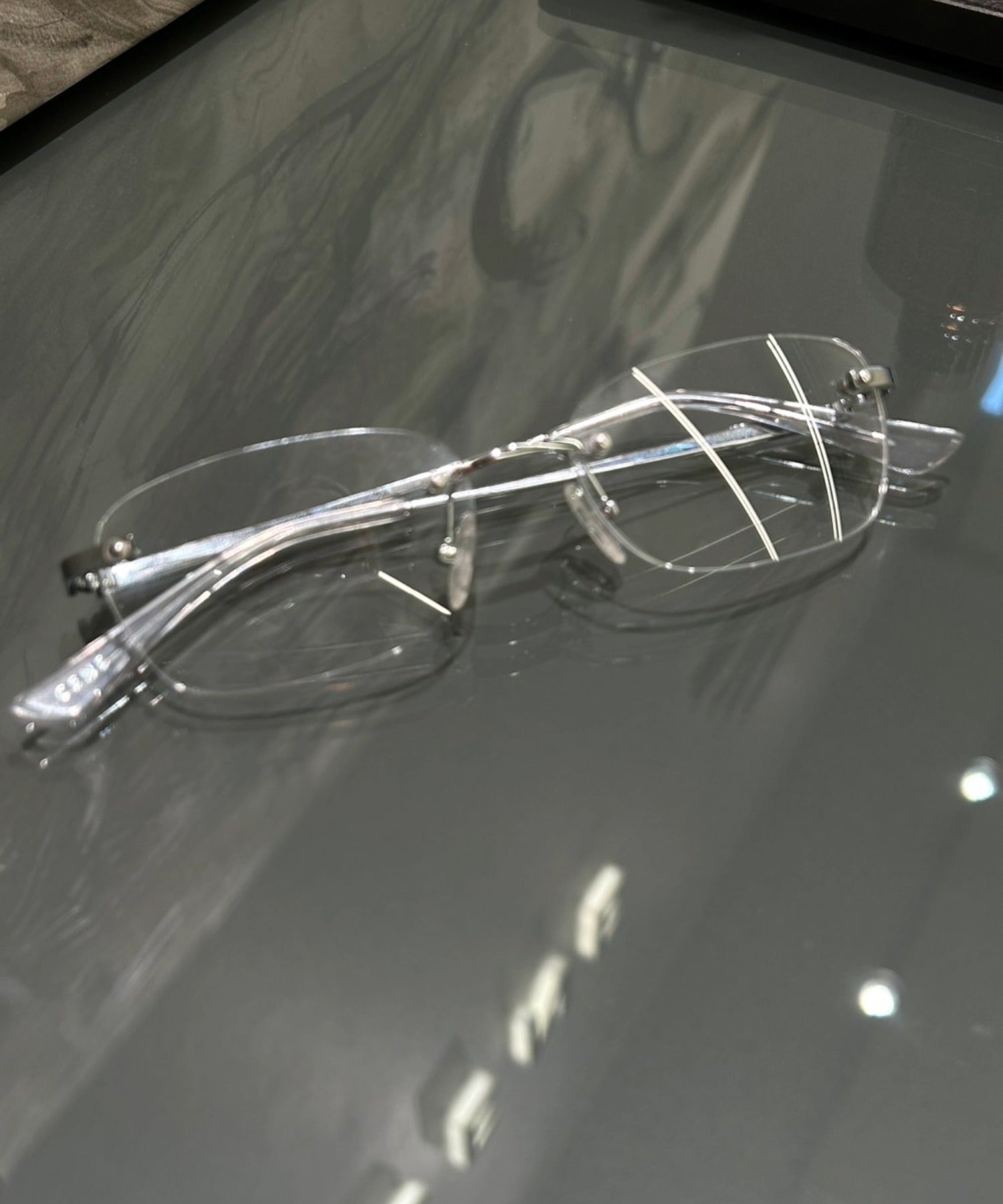 スクエアリムレスアイウェア　メガネ　リムレス　金属アレルギー対応　サージカルステンレス