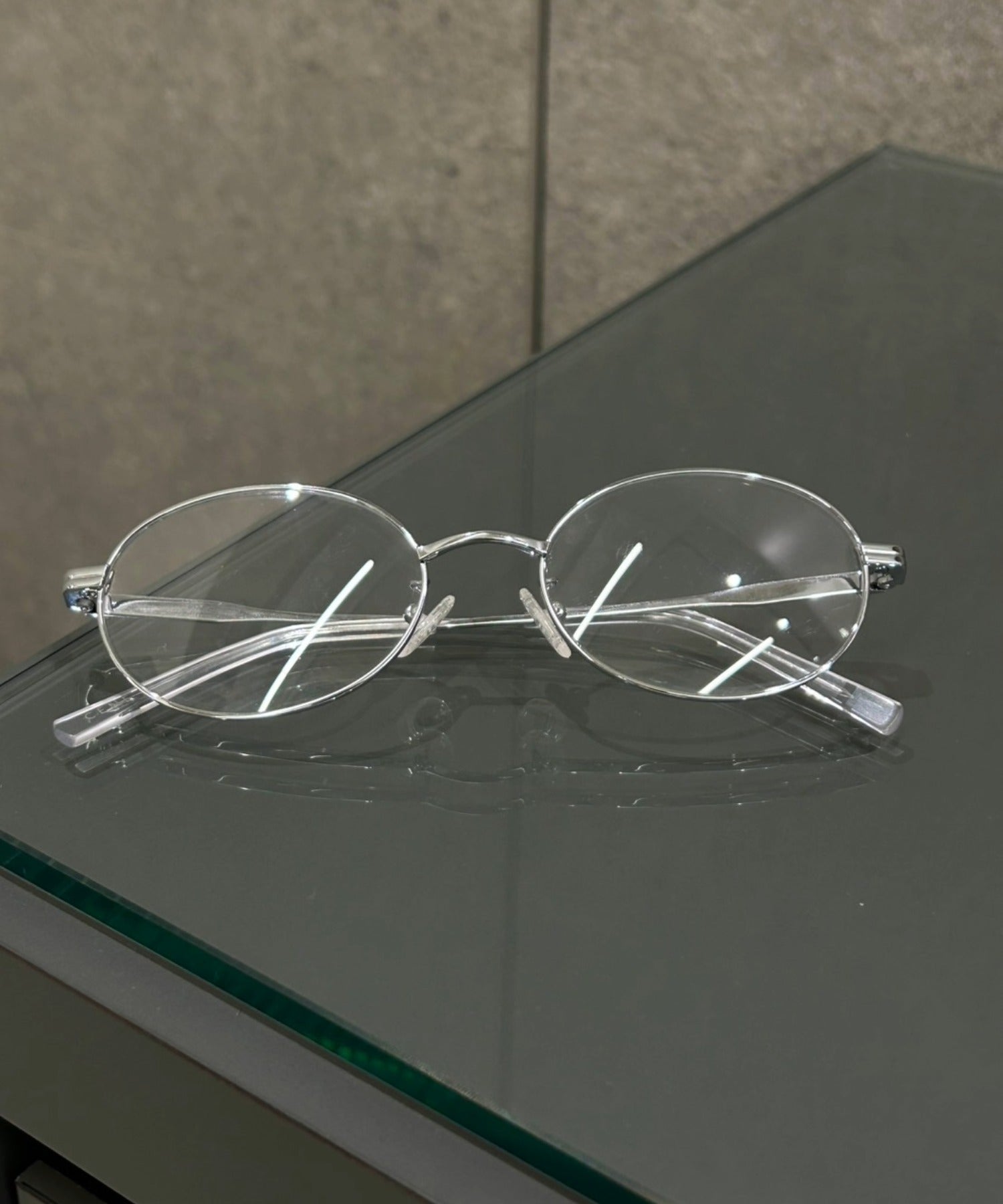 オーバルメタルフレームアイウェア　メガネ　金属アレルギー対応　サージカルステンレス