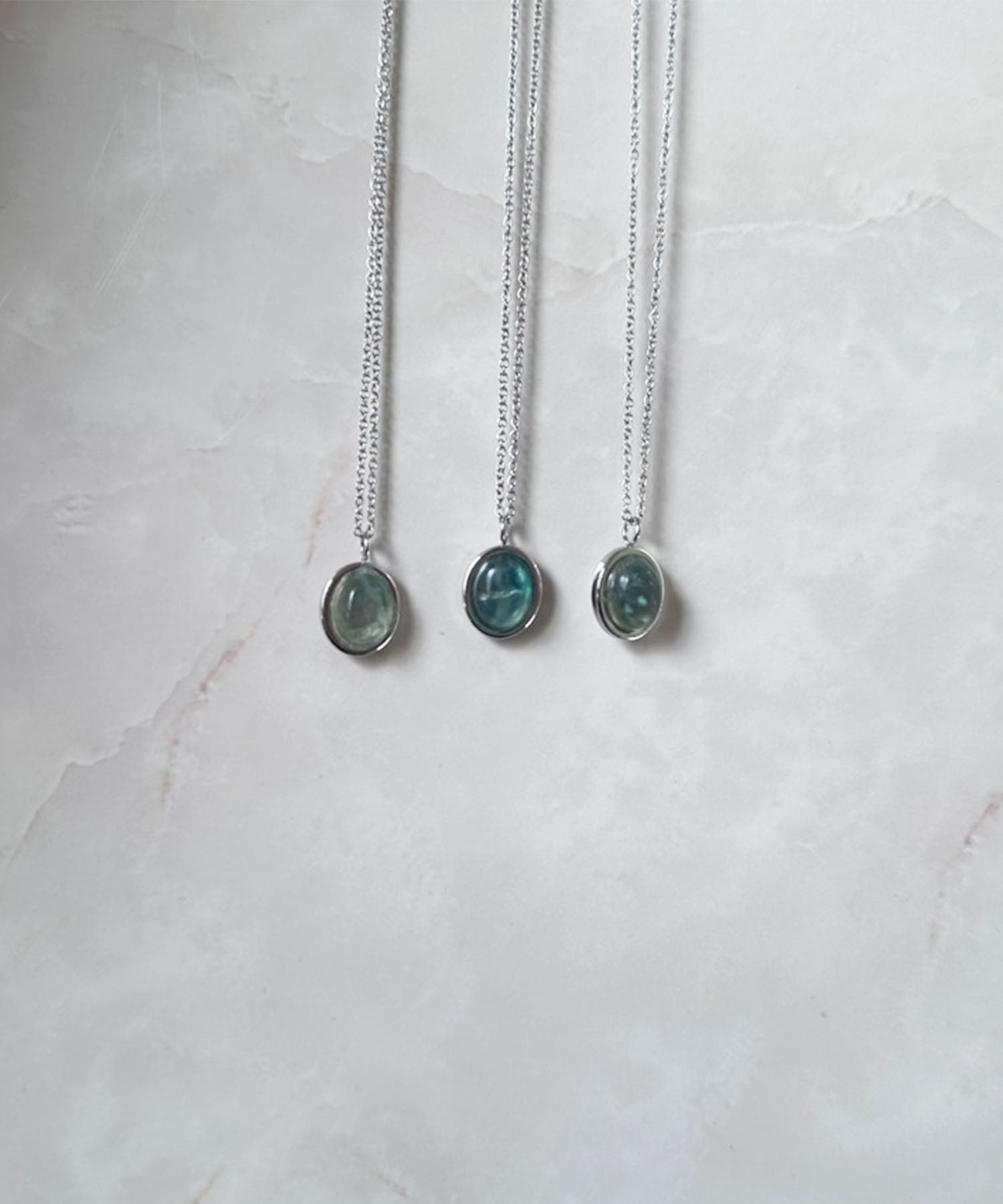 [Blue] Round Stone Necklace