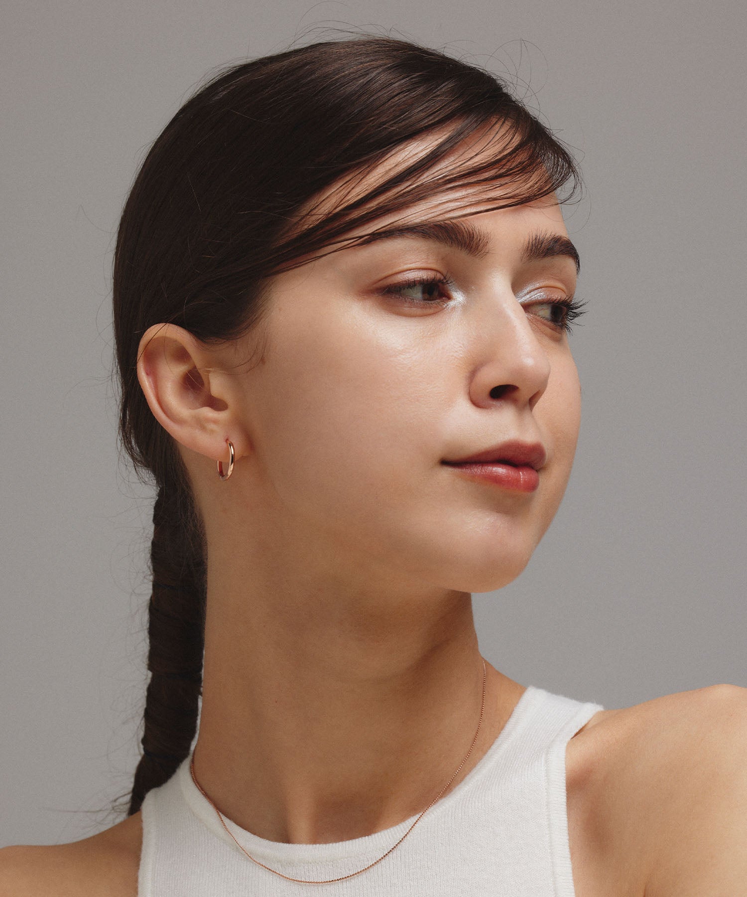 ピンクゴールド]ワンタッチループピアス16mm