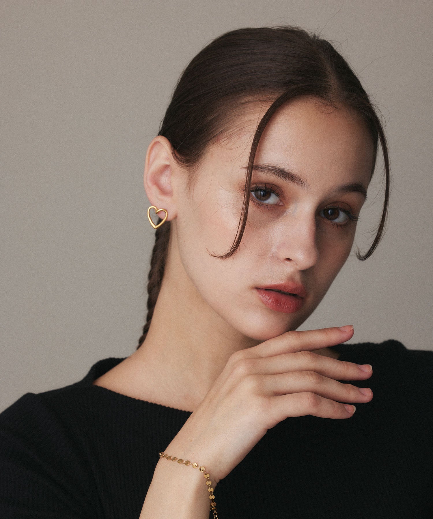 [Gold] Open Heart Earrings