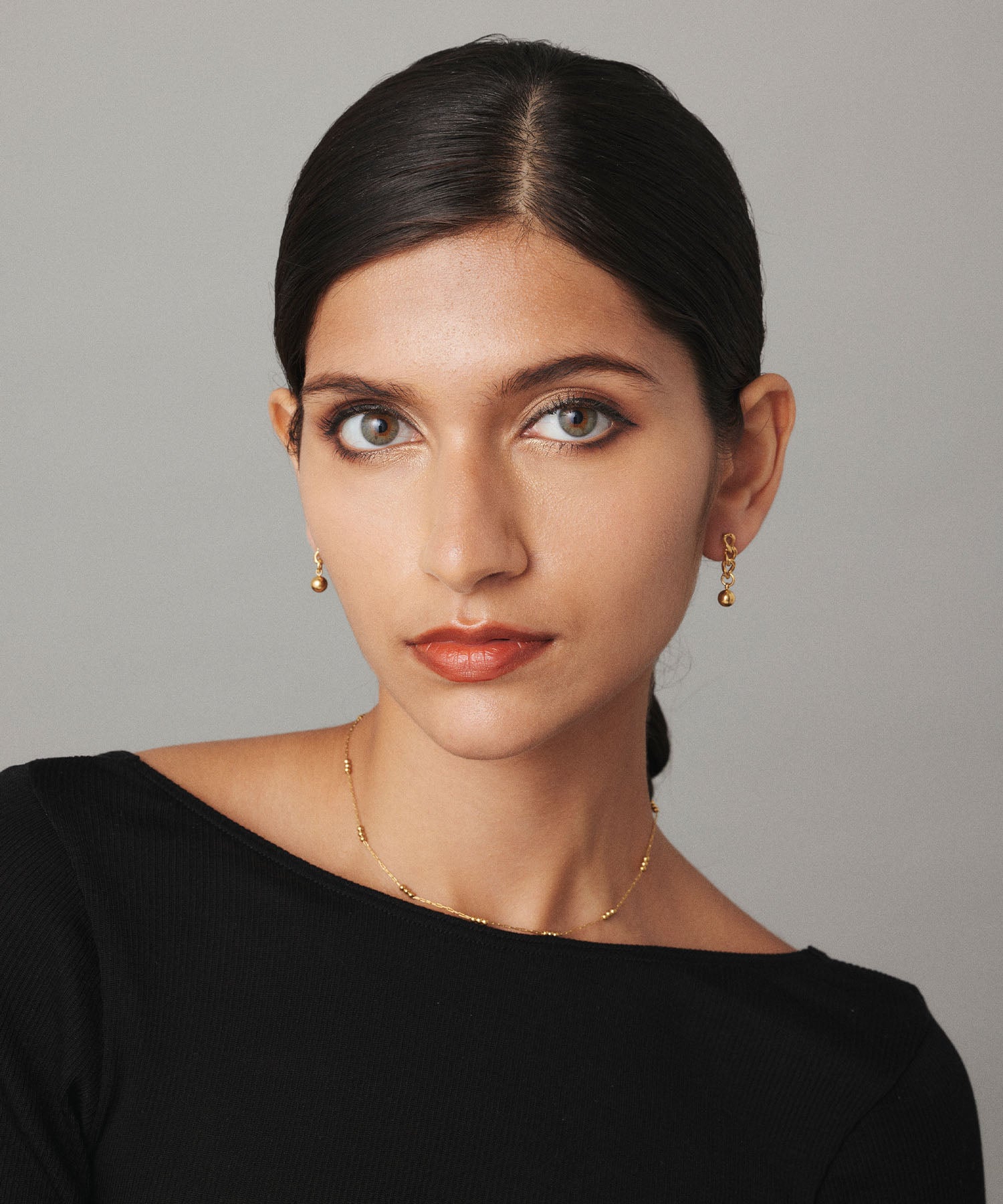 [Gold] Chain ball earrings