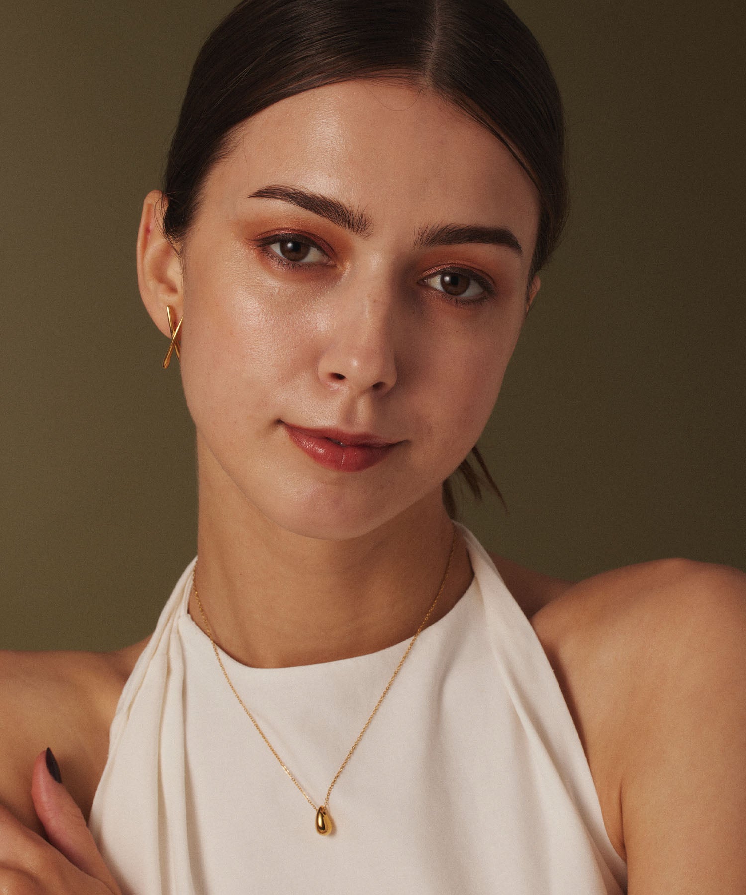 [Gold] Asymmetrical Cross Earrings