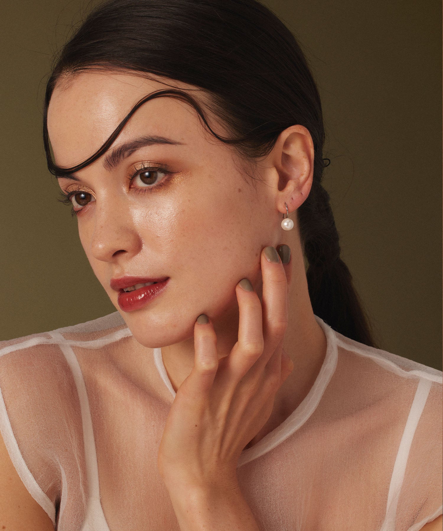 [Silver] Pearl French Earrings