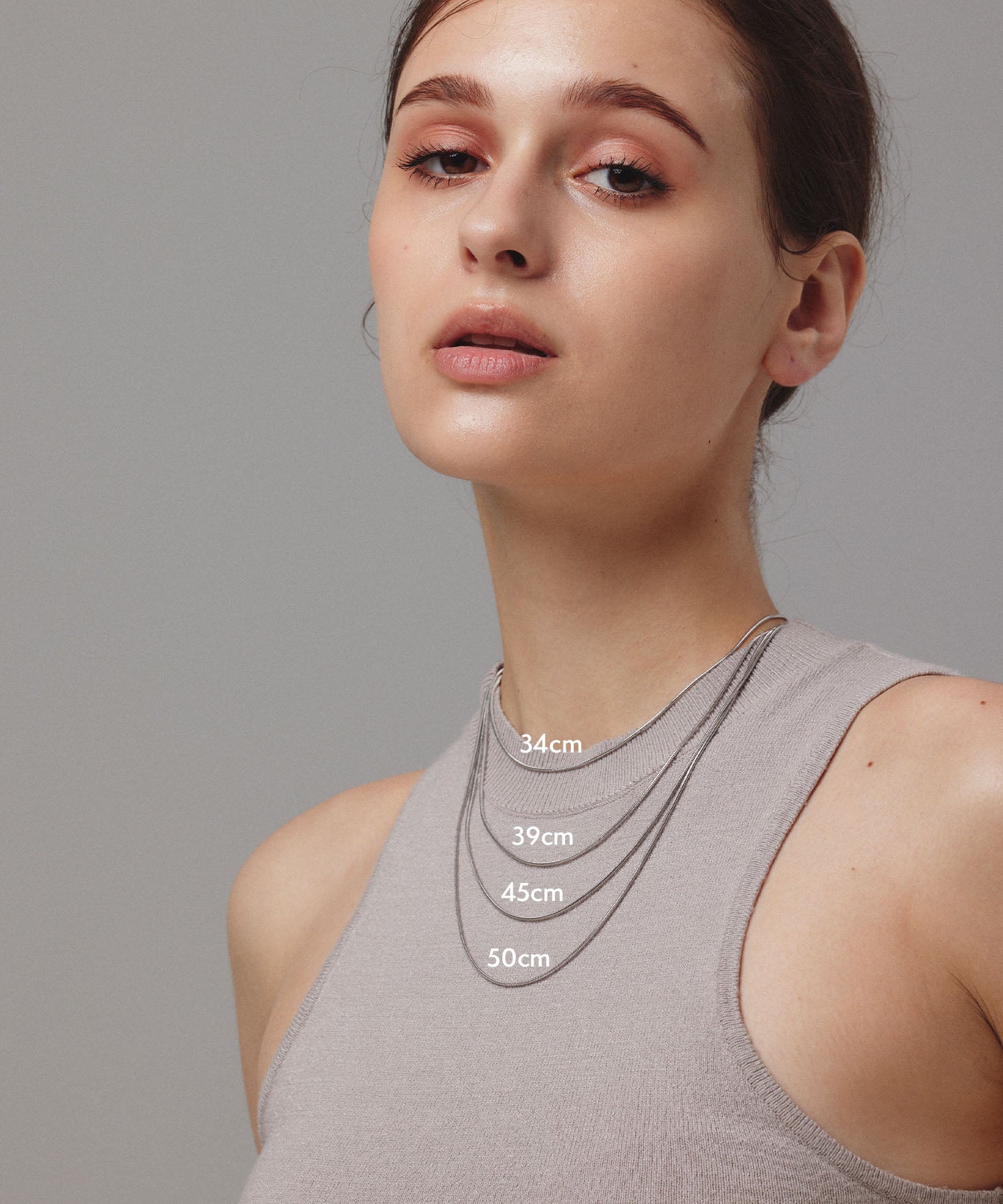 [Silver] 1mm snake chain necklace/34cm