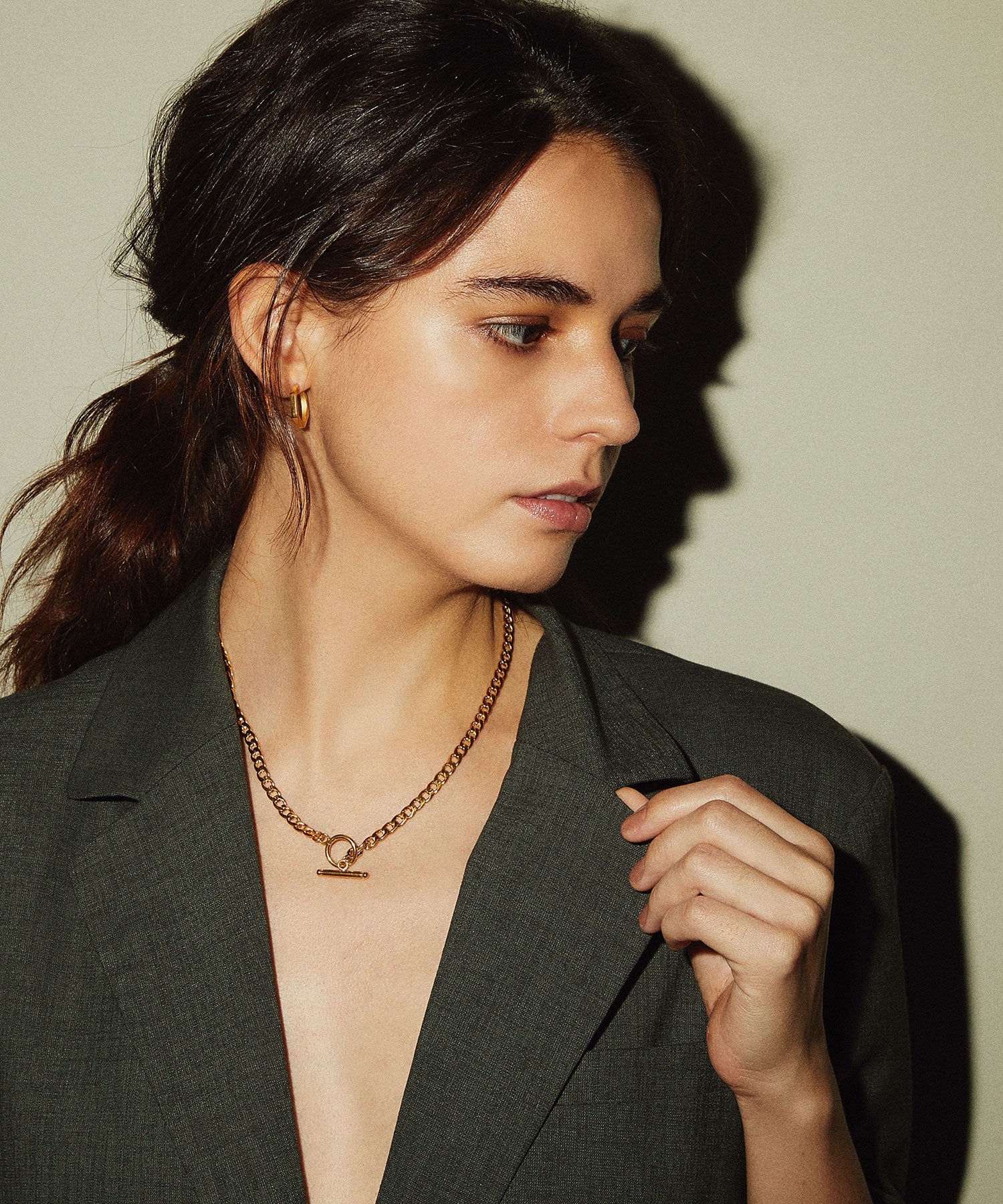 [Gold] Hark Angle Earrings