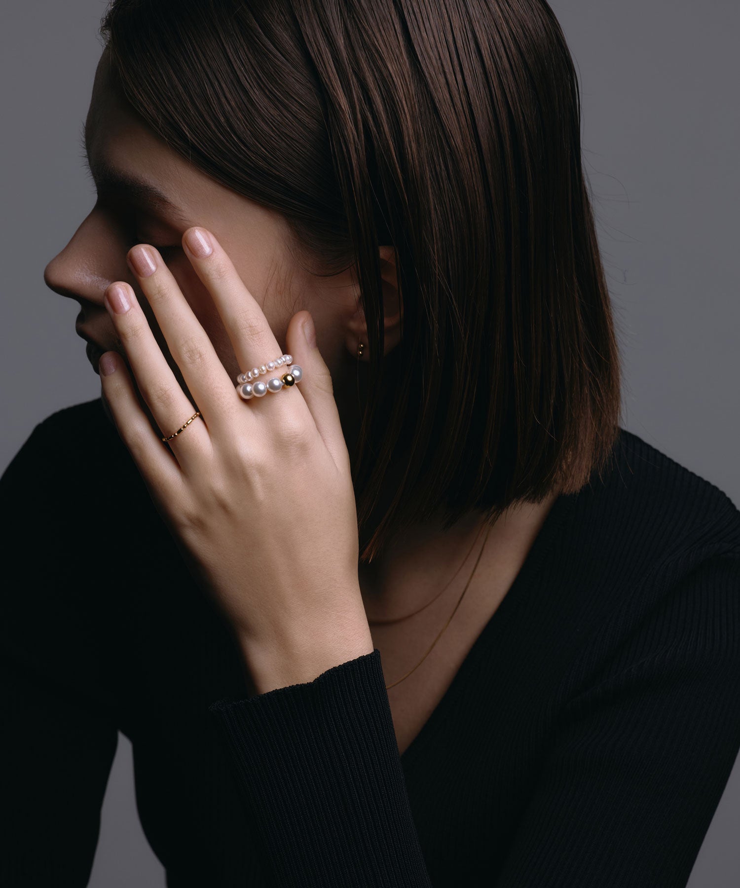 【予約販売(2月中旬発送予定)】[ゴールド]スタッキングパールリング