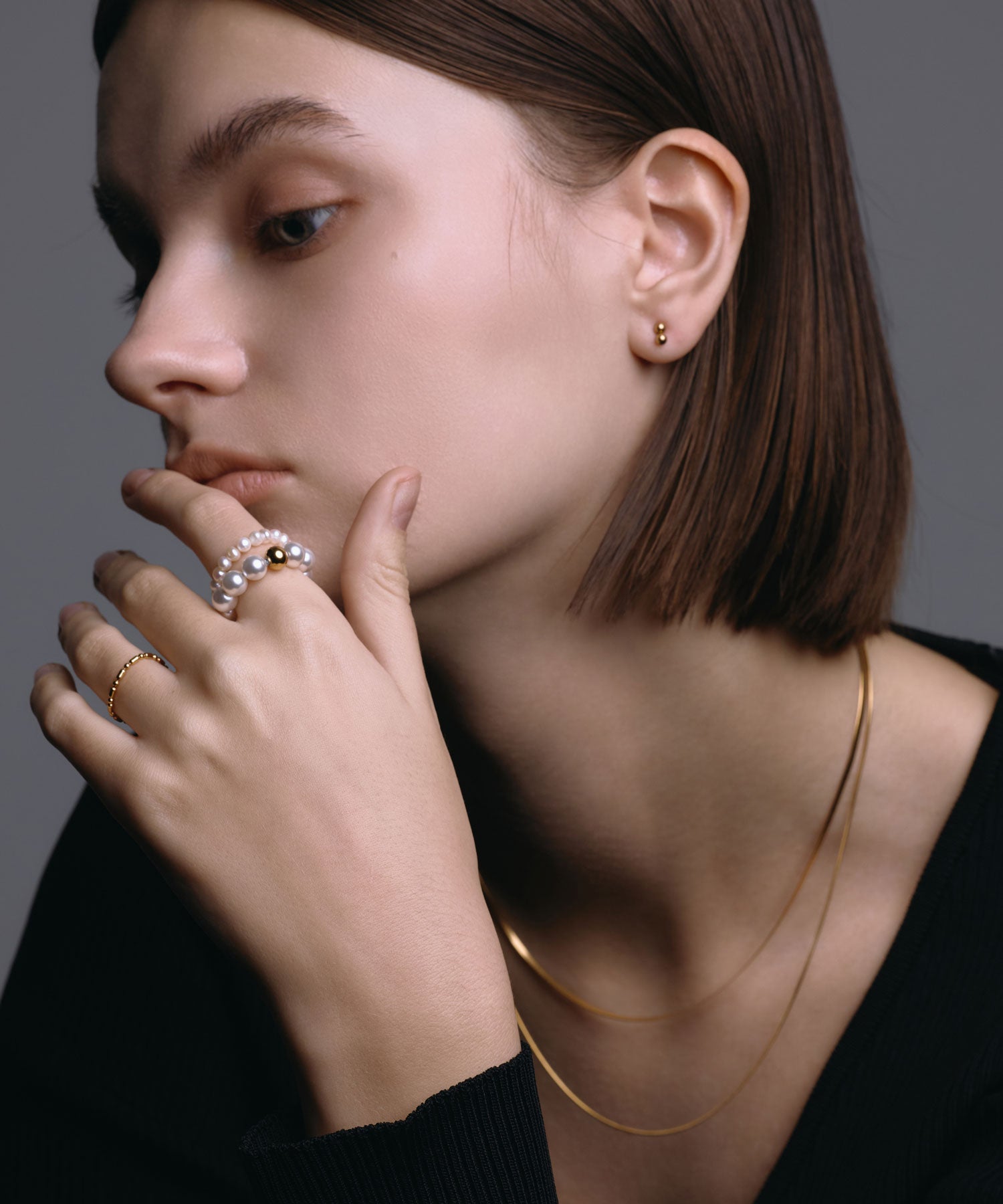 【予約販売(2月中旬発送予定)】[ゴールド]スタッキングパールリング