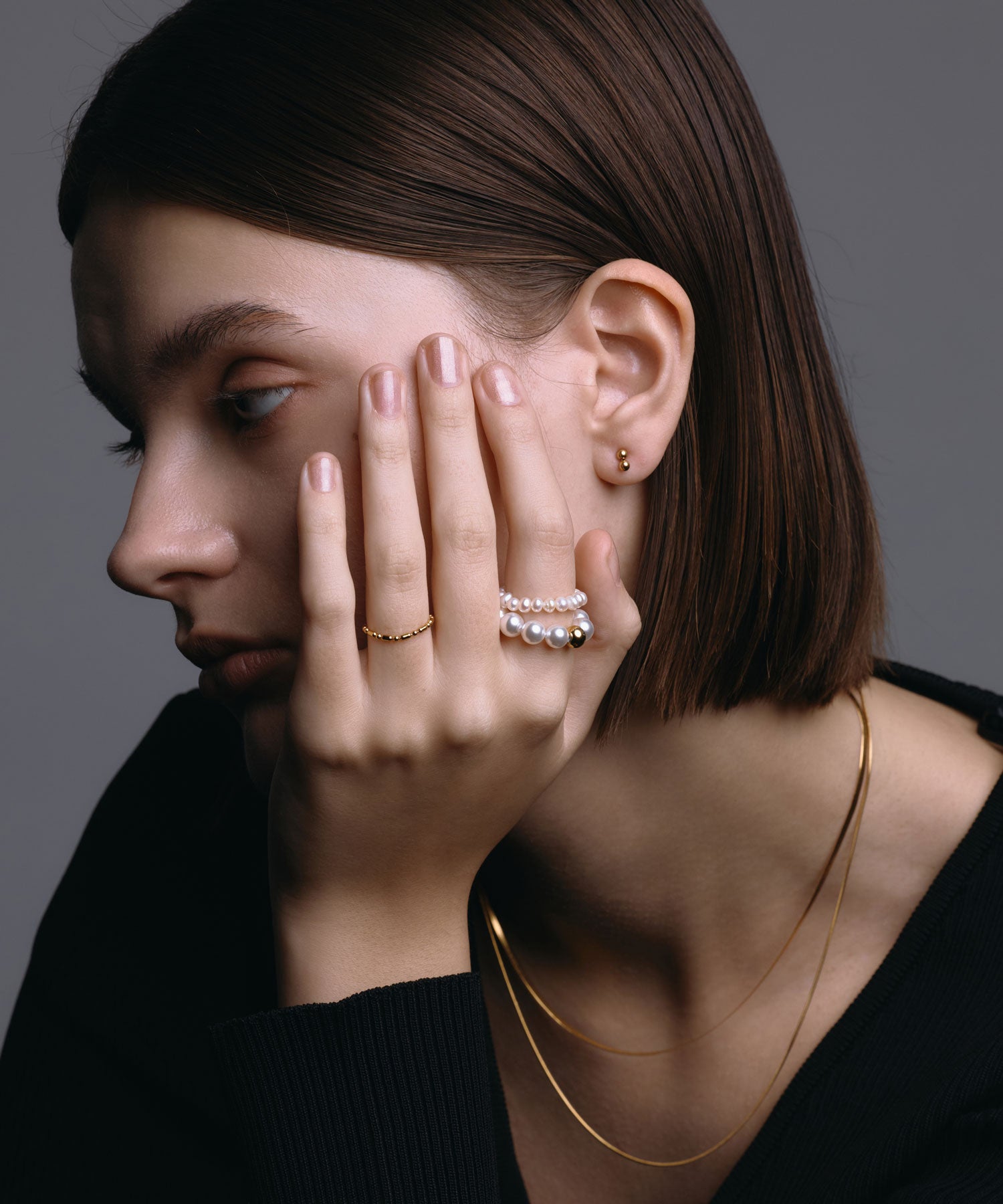 【予約販売(2月中旬発送予定)】[ゴールド]スタッキングパールリング