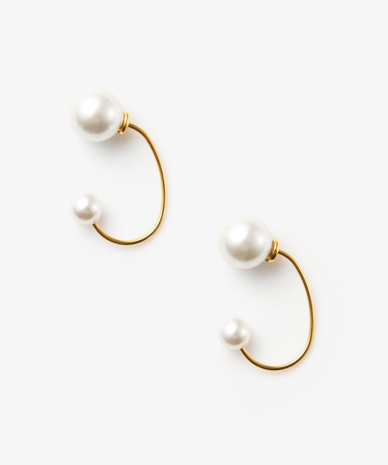 [Gold] Double Pearl Earrings